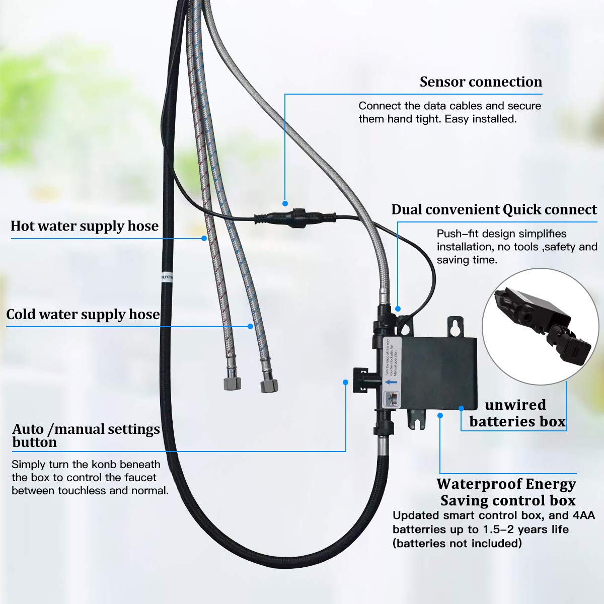Soosi Touchless Kitchen Sink Faucet Sensor Control Box Replacement - Automatic Hands-Free Faucet Accessory for Modern & Hygienic Kitchens