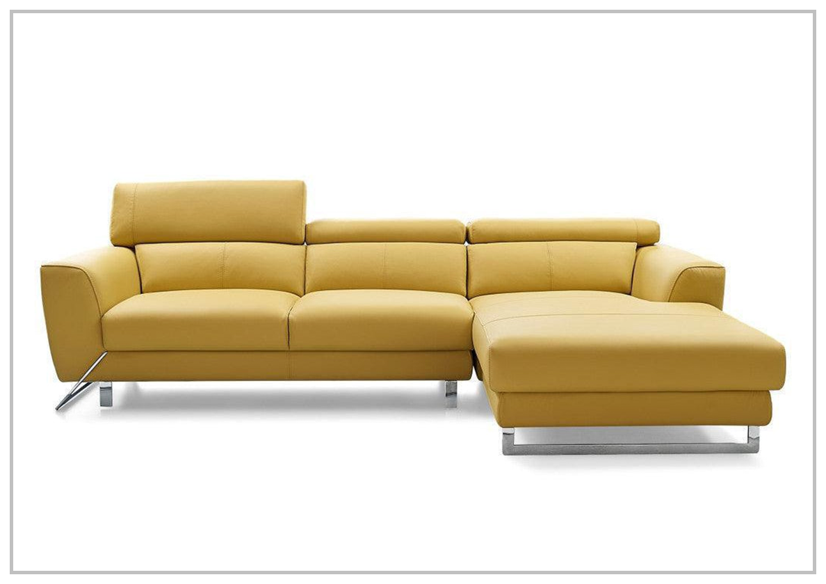 Gio Italia Niva Genuine Leather Sectional Sofa with Chrome Legs - Modern Living Room Furniture for Home & Office Comfort
