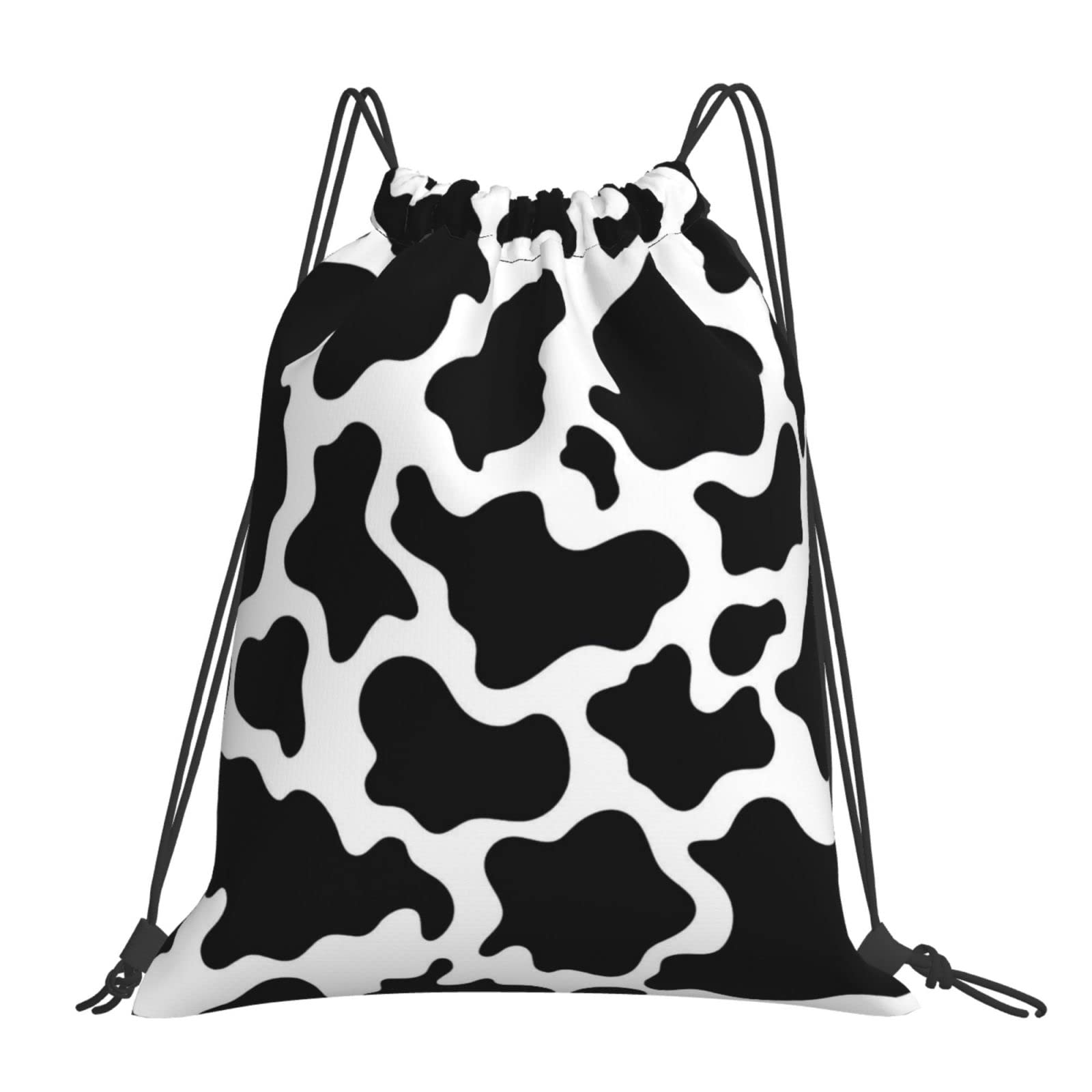 Cow Print Drawstring Gym Bag - Waterproof Sports Backpack for School, Travel & Workout - Perfect for Gym, Running, Yoga & Outdoor Activities
