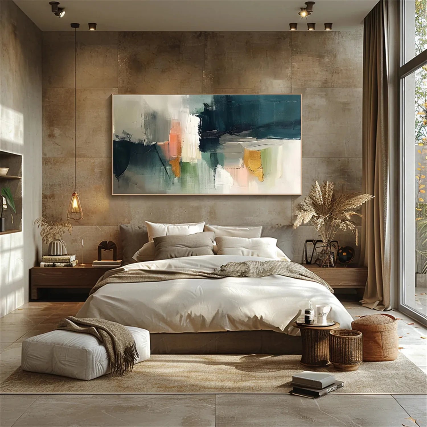 Abstract Painting #AB 205 - Modern Wall Art for Living Room, Bedroom & Office Decor - Handmade Canvas Artwork for Home & Office Interior Design