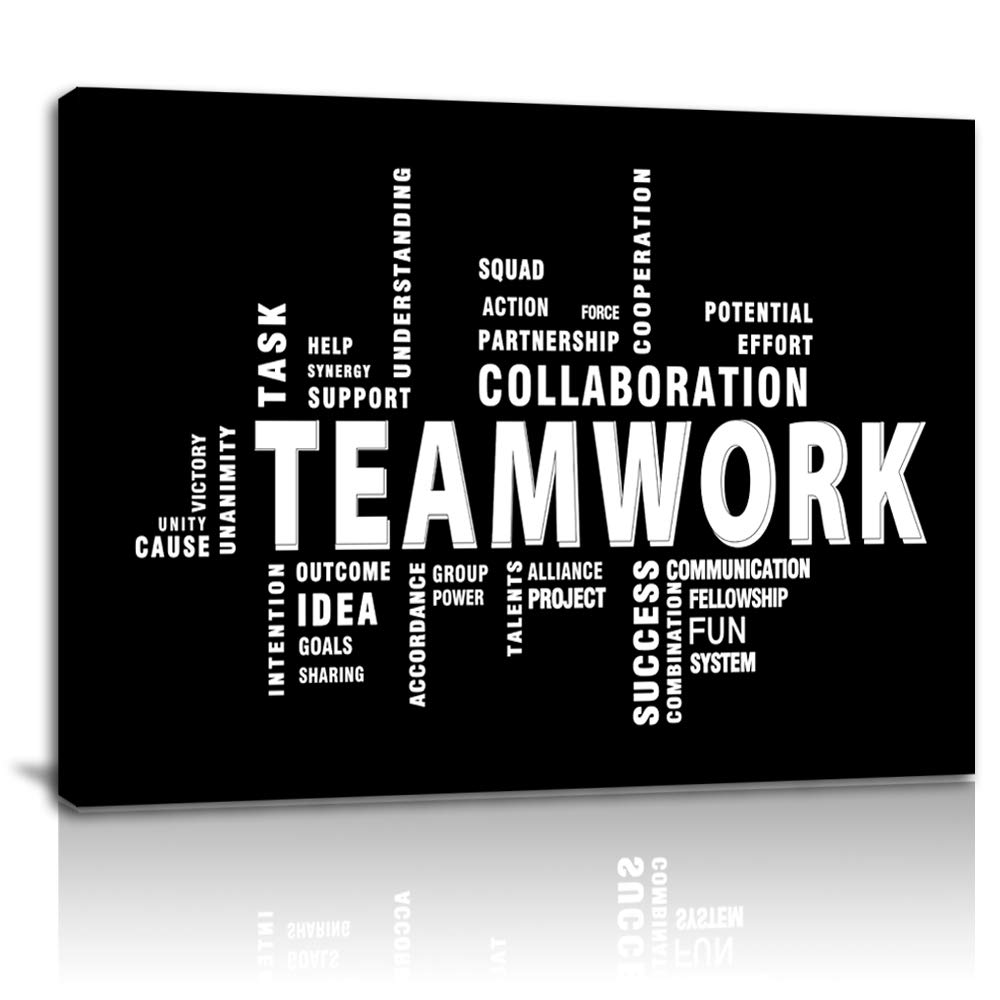 Teamwork Canvas Wall Art - Large Framed Motivational Quotes for Office & Home Decor - Inspirational Posters Ready to Hang | Perfect for Living Room, Bedroom & Workspace