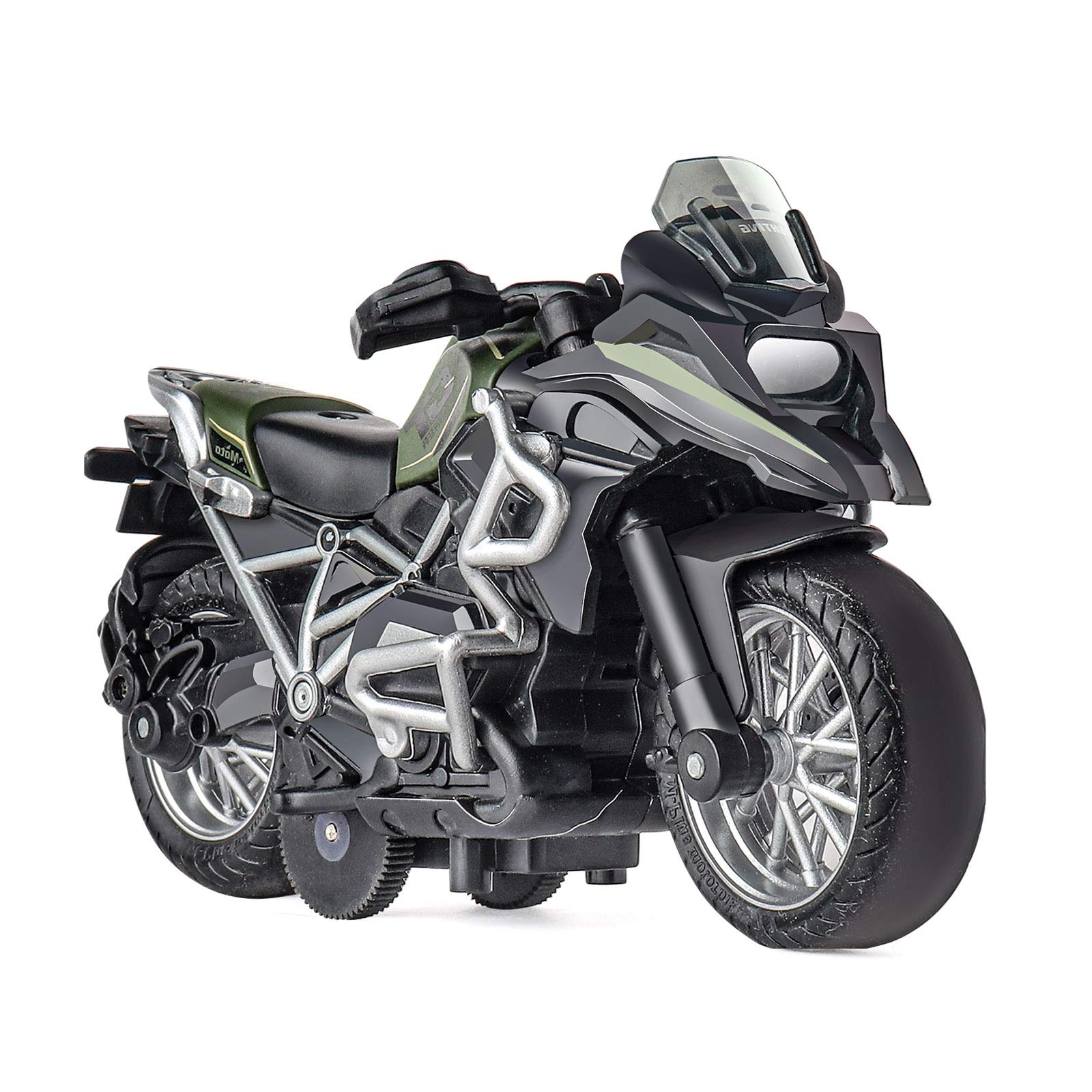 Pull Back Diecast Motorcycle Toy with Sound & Light - Realistic Ride-On Toy for Boys Ages 3-9 | Green Motorcycle Toy for Kids Birthday Gifts & Pretend Play