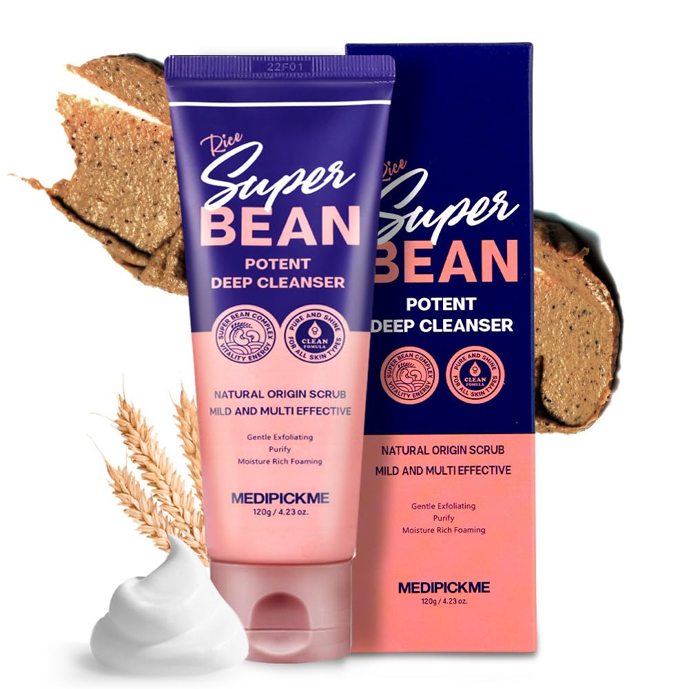 Rice Super Bean Potent Face Wash - Gentle Rice Wash Soft Cream Facial Cleanser for Deep Cleansing & Buildup Removal | Perfect for Daily Skincare Routine & Acne-Prone Skin