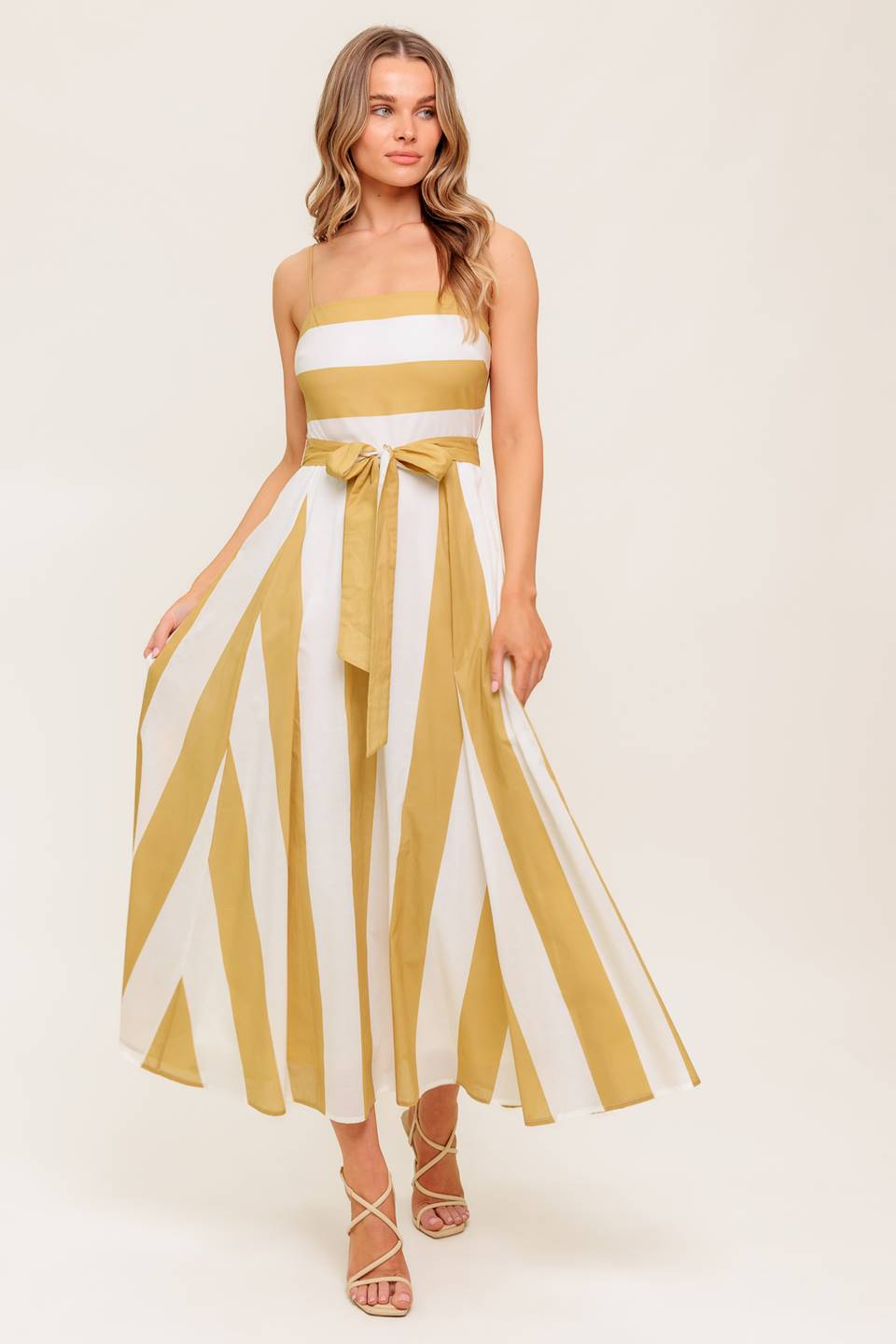 Desert Sands Taupe Midi Dress - Elegant Casual & Party Wear for Women | Perfect for Weddings, Office & Evening Events