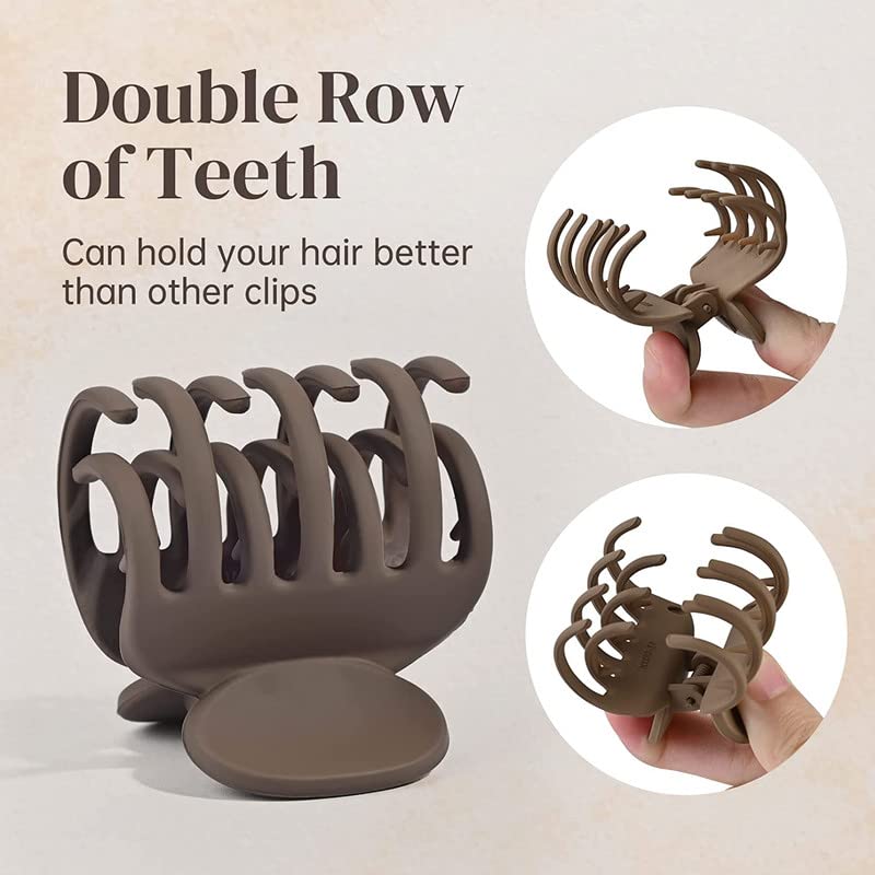 Fameza 4 Pack Double Row Teeth Hair Clips - Small Claw Clips for Thin Hair, 1.6