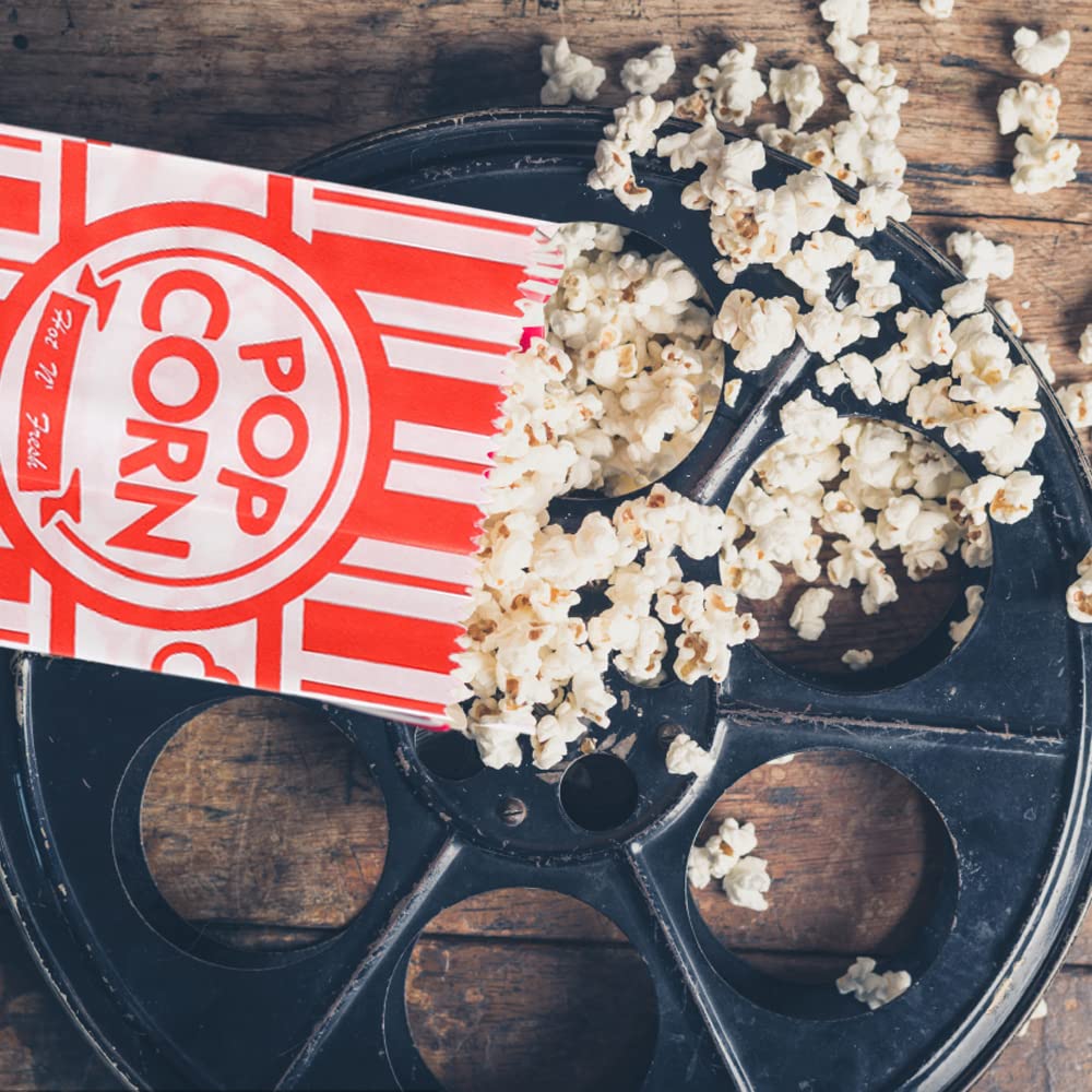 500 Pieces 1 oz Small Disposable Popcorn Bags - Bulk Individual Servings for Popcorn Machines, Movie Nights, Christmas Parties & Snack Storage | Eco-Friendly Paper Popcorn Containers