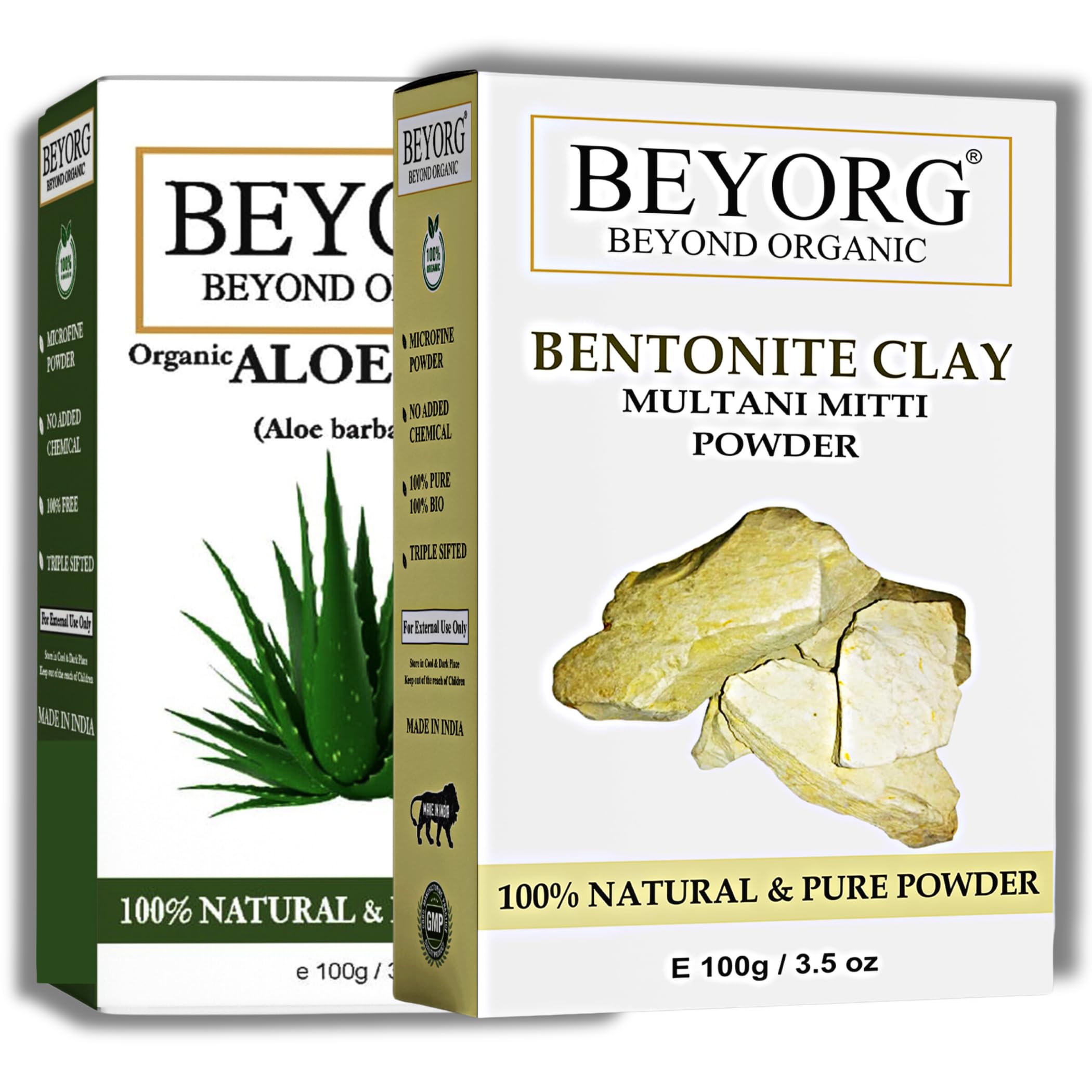 Organic Aloe Vera Powder & Bentonite Clay Powder for Acne, Anti-Aging & Blackhead Removal | Deep Cleansing Face Mask | DIY Skincare & Detox Treatment for Clear, Glowing Skin
