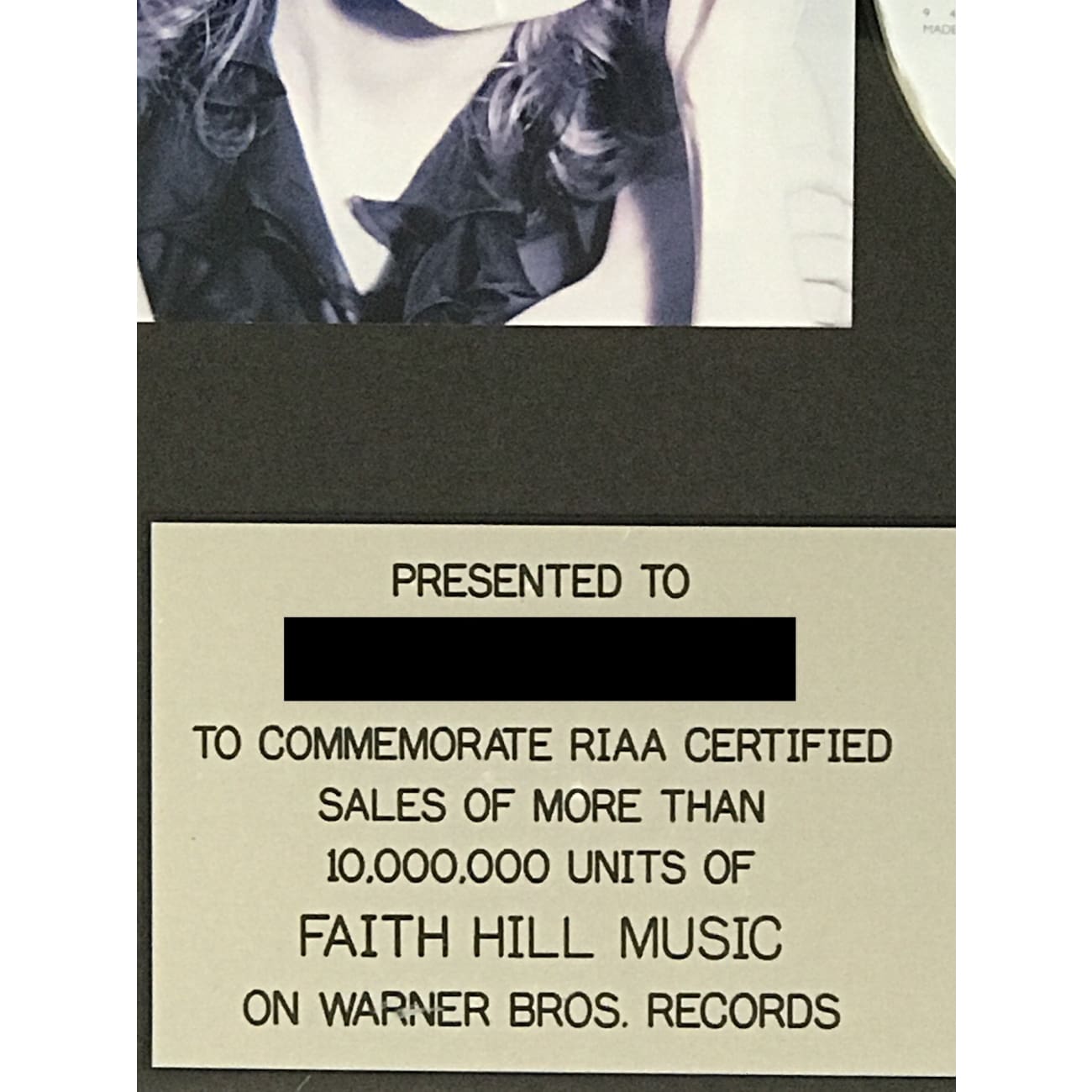 Faith Hill 10x Multi Platinum Album Award - RIAA Certified Music Trophy for Display & Collection - Perfect for Fan Gifts, Music Room Decor, and Award Ceremonies