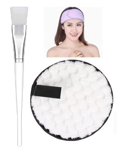 TWIREY 3-Pack Face Mask Brush with Makeup Remover Sponge & Hair Band - Professional Salon & Home Facial Care Tools for Deep Cleansing & Skincare Routine