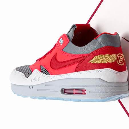Nike Air Max 1 CLOT Kiss of Death Solar Red & University Red Sneakers 2021 - Limited Edition Running Shoes for Men & Women - Perfect for Streetwear, Casual Wear & Sneaker Collectors