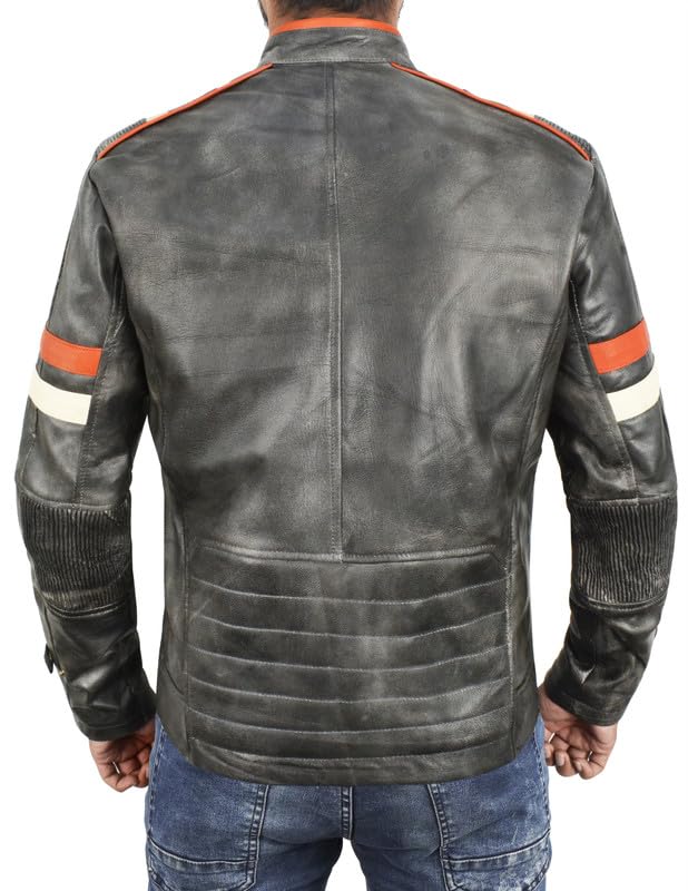 Premium Black Leather Jacket for Men - Genuine Lambskin Motorcycle Biker Jacket | Stylish & Durable Outerwear for Riding, Casual Wear & Night Out