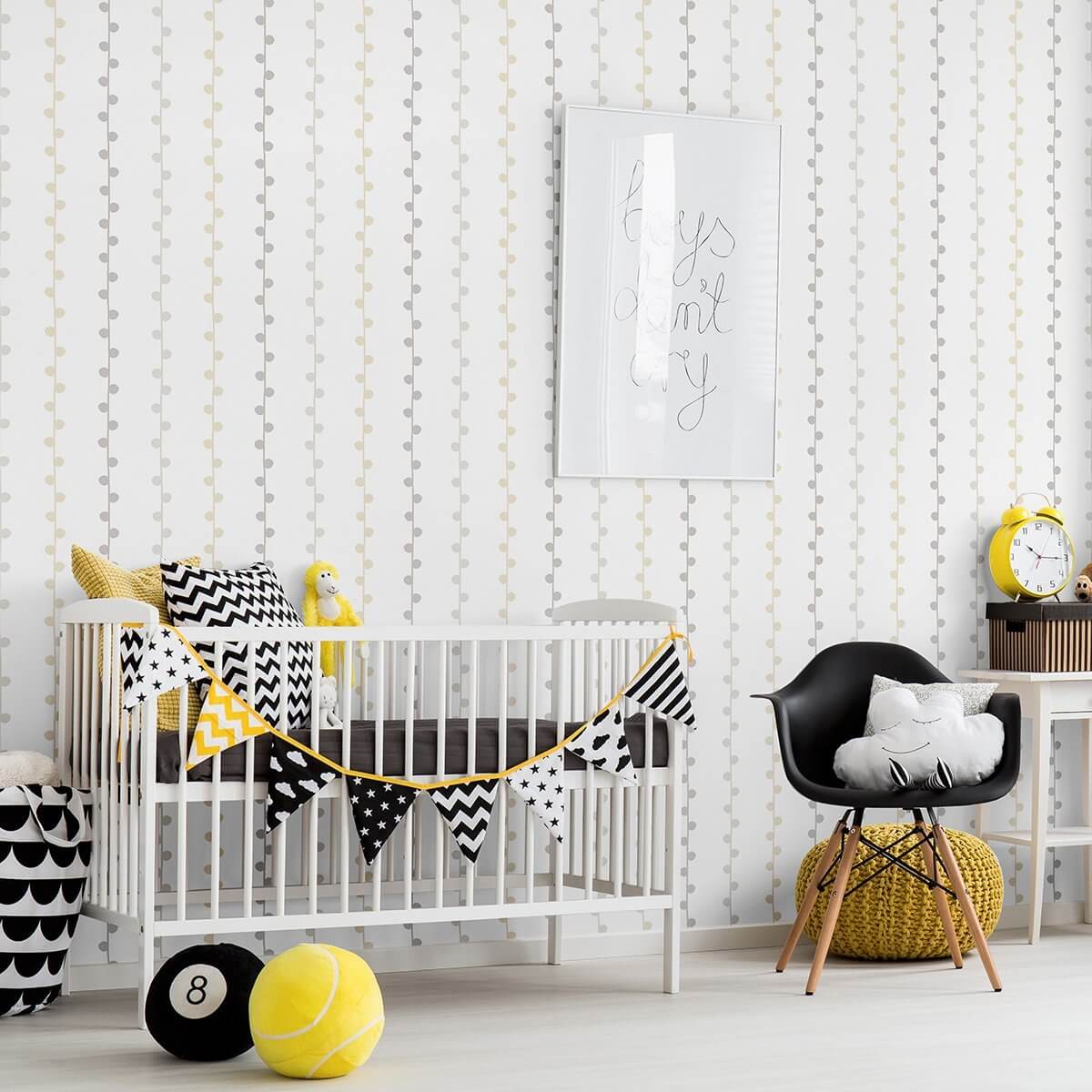 Beige and White Striped Baby Nursery Peel and Stick Removable Wallpaper - Self-Adhesive Wall Decal for Kids Room, Bedroom, Playroom & Nursery Decor