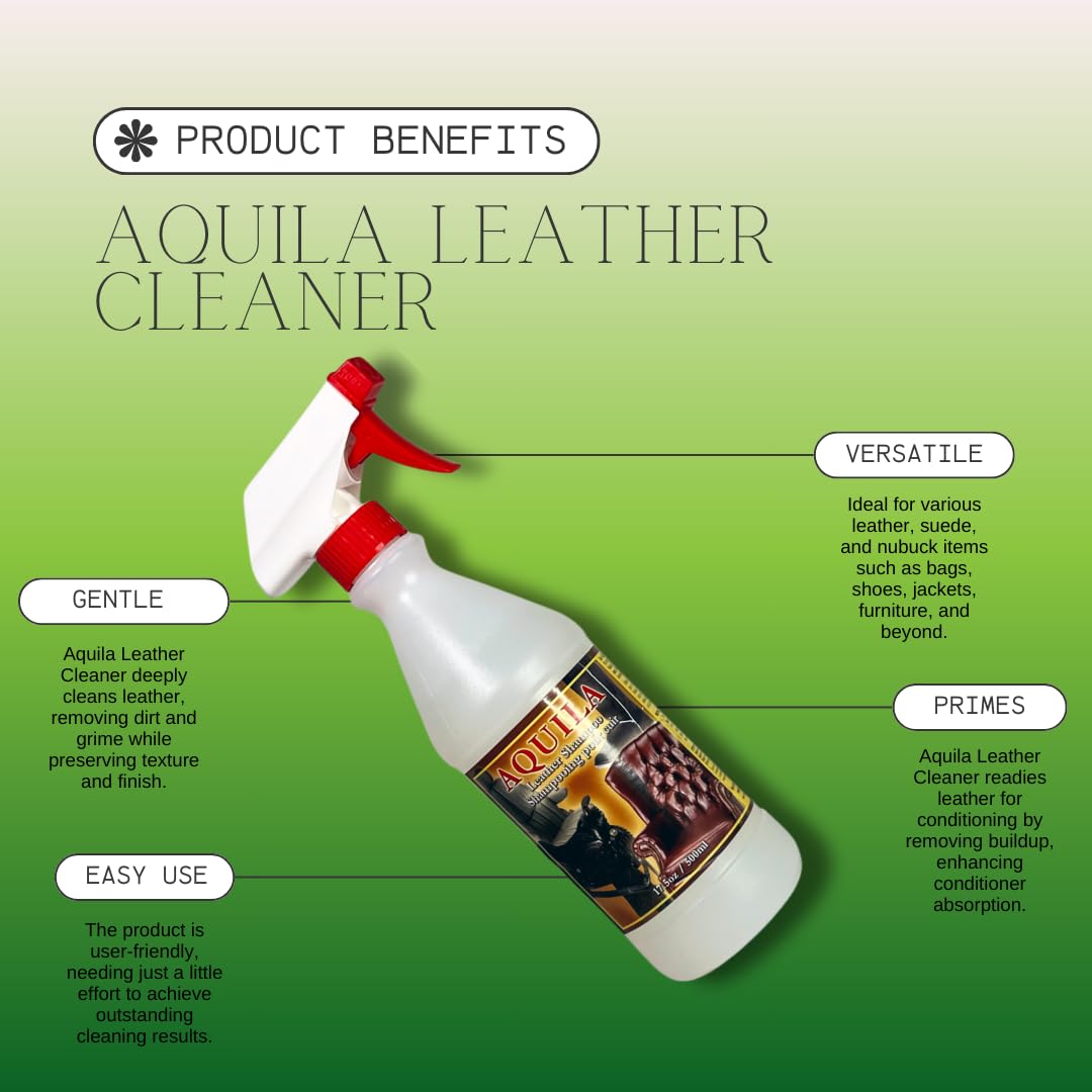 Aquila Leather and Suede Cleaner Kit - Gentle Cleaning Solution for Shoes, Bags, Jackets & Furniture - Restores Shine & Protects Leather & Suede Items