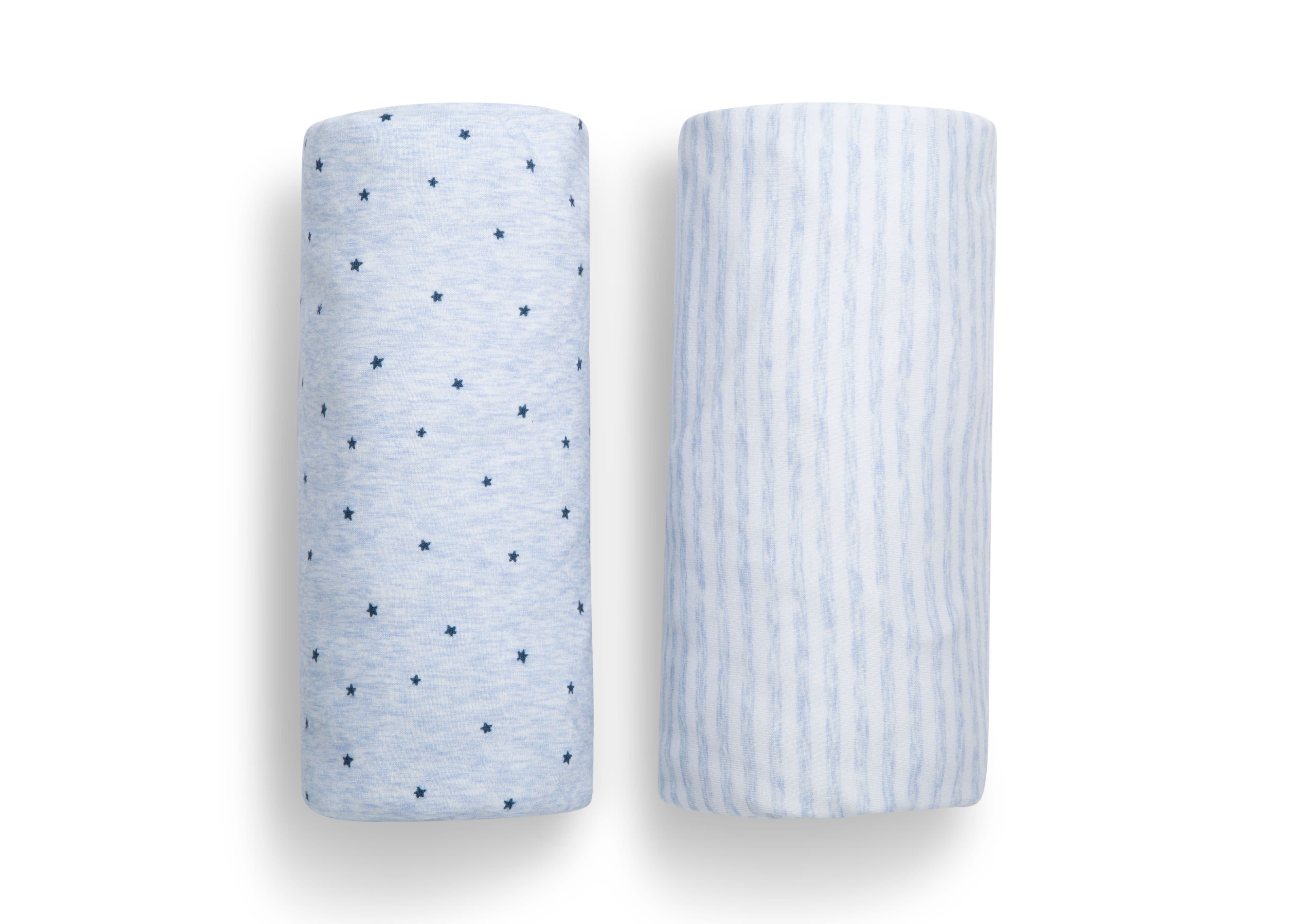 Organic Cotton Baby Crib Sheets 2-Pack - Blue Stars & Stripes Design | Soft, Breathable & Hypoallergenic for Nursery & Daycare Use