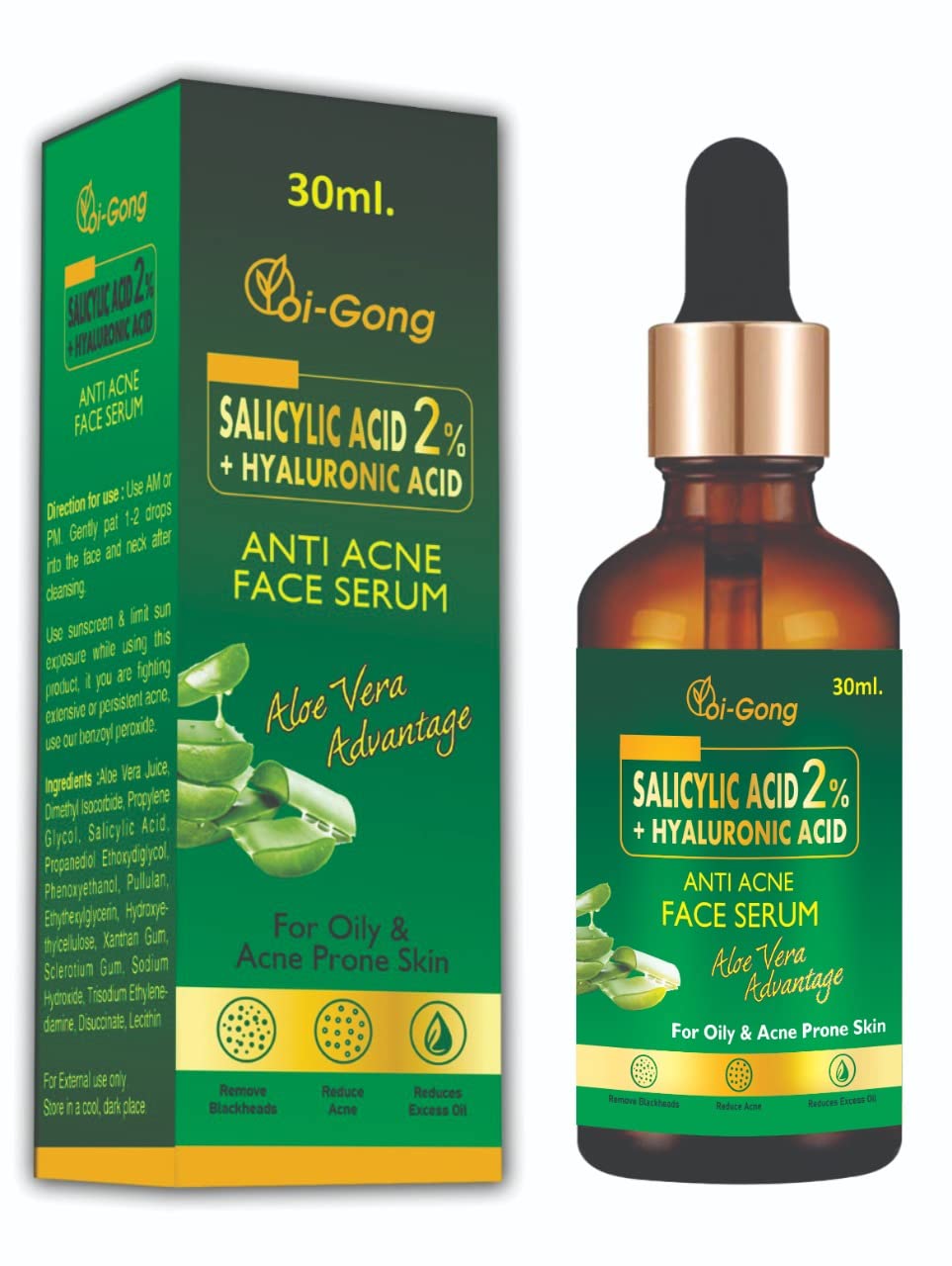 Oi-Gong Aloe Vera Skin Serum Oil - 30ml for Skin Whitening, Brightening & Fairness | Hydrating & Soothing Facial Treatment for Dry & Sensitive Skin | Perfect for Daily Skincare Routine & Nighttime Use