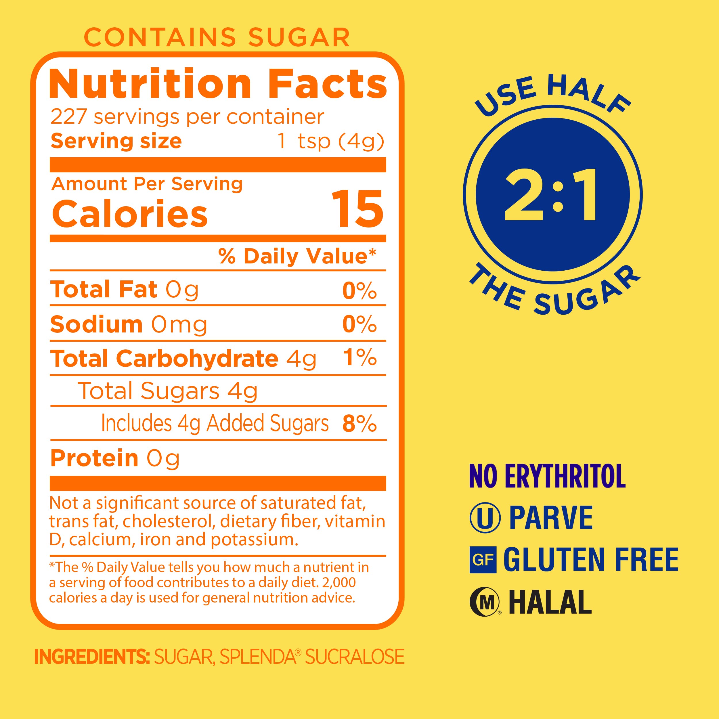 SPLENDA Low Calorie Sugar Substitute for Baking & Coffee - 32oz Resealable Bag (2-Pack) - Perfect for Keto, Diabetic & Weight Loss Diets