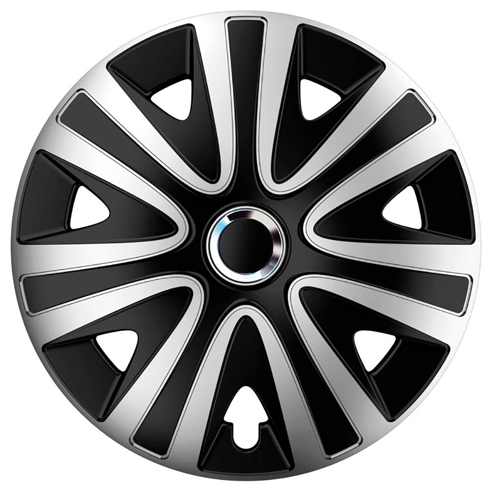 16-Inch Rialto Pro Silver/Black Wheel Covers Set - Durable Alloy Wheel Protectors for Cars, SUVs & Trucks - Enhance Style & Prevent Scratches for Daily Driving & Off-Road Adventures