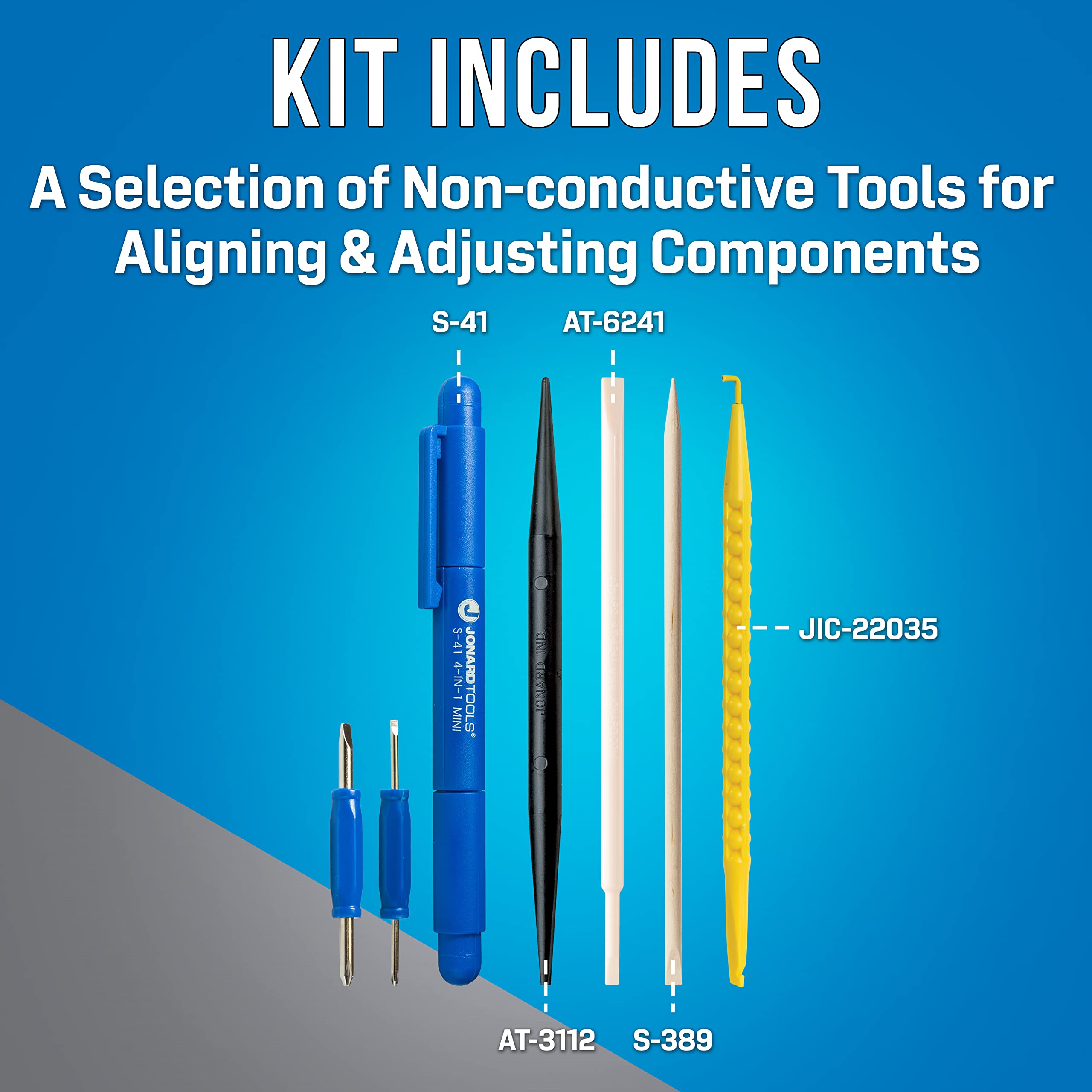 Jonard Tools TK-AT5 5-Piece Precision Alignment Tool Kit - Includes Spudger, Screwdriver, Alignment Tool, Orange Stick & Probe Pick - Perfect for Electronics Repair, Phone Maintenance & Small Device Assembly