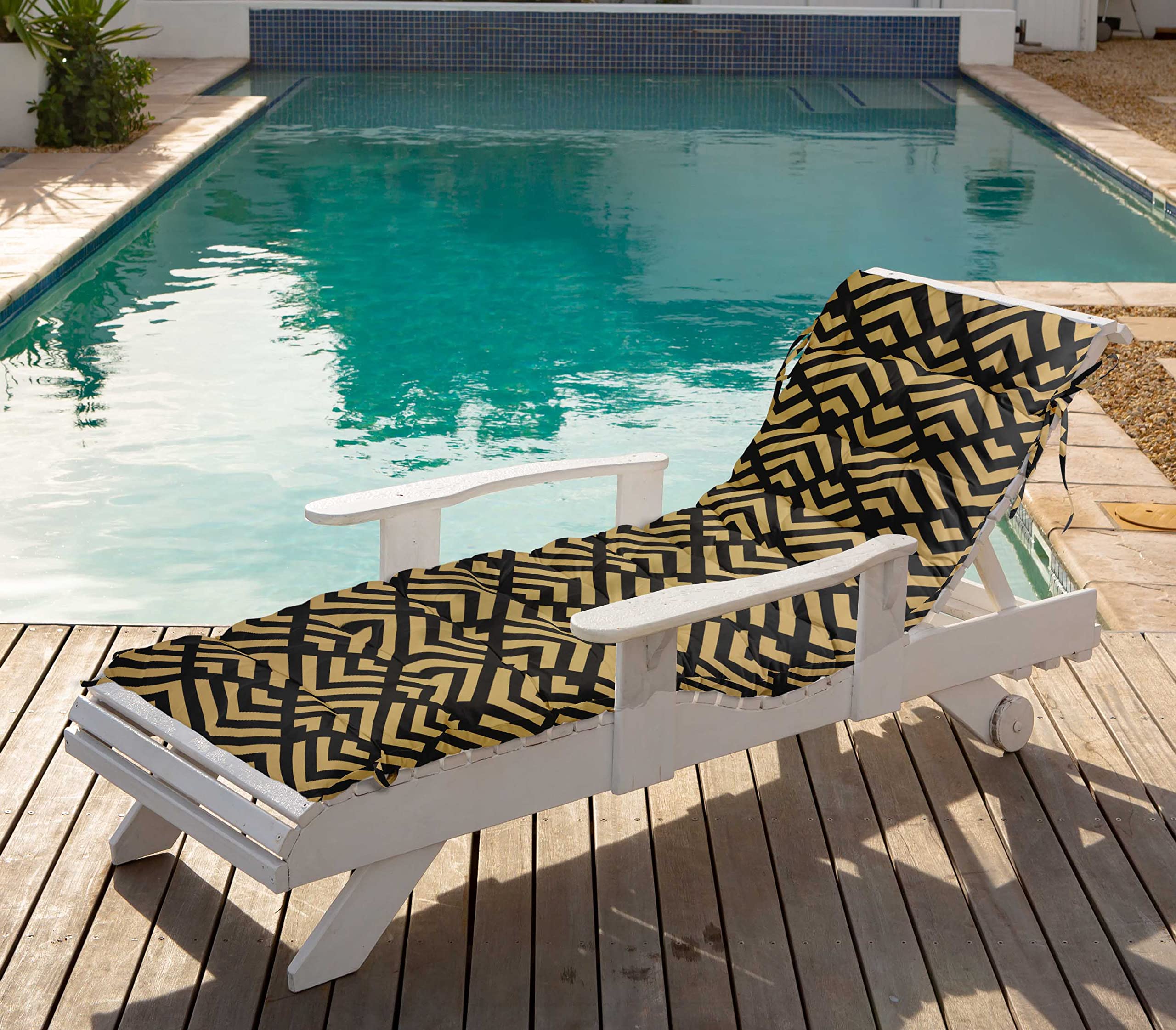 Quilted Thick Padded Seat Cushion for Rocking Chair, Sofa & Recliner - 74 x 23 Inches with Secure Ties - Yellow Outdoor Garden Bench Cushion - Perfect for Patio, Terrace & Sunroom Relaxation