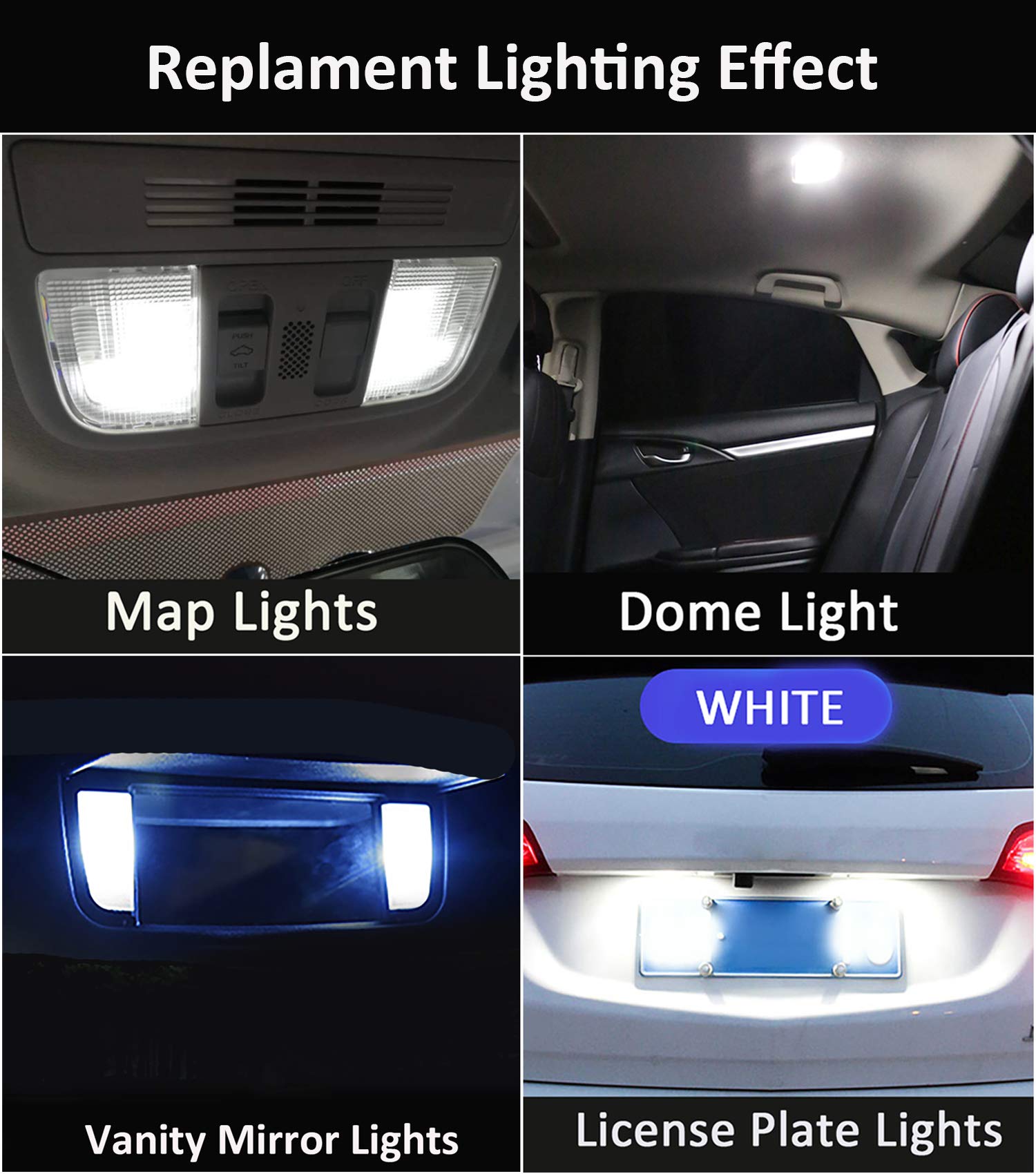 AWALITED 6-Piece Interior LED Light Kit - Super Bright LED Map & Dome Bulbs for 2014-2020 Nissan Rogue (All Models) - Perfect for Night Driving & Car Interior Upgrade