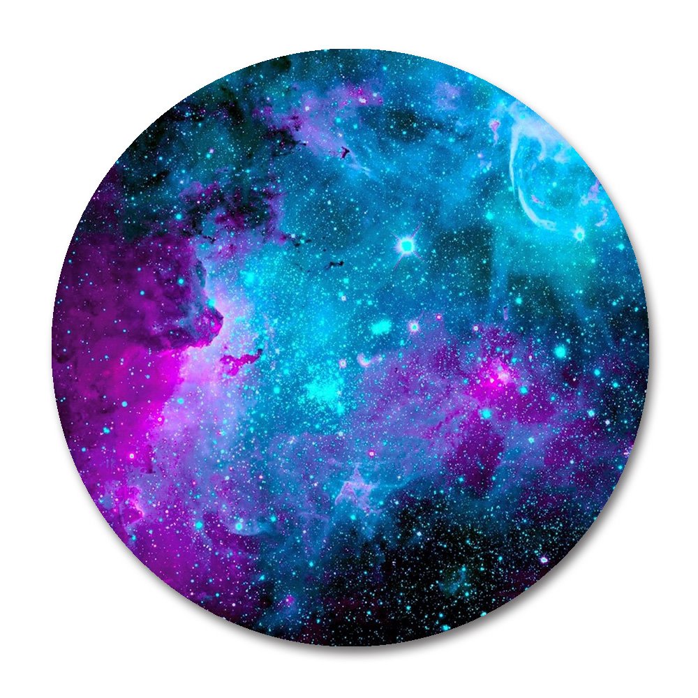Galaxy Round Mouse Pad - Non-Slip Rubber Gaming Mousepad with Blue Purple Galaxy Design (7.87