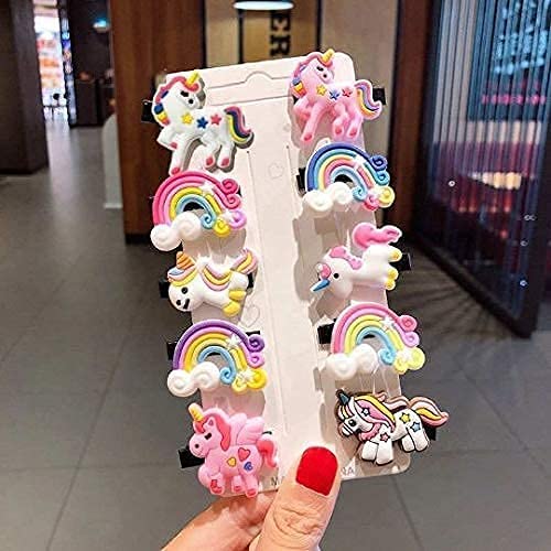 FAMEZA 20-Pack Unicorn Hair Clips for Girls - Rainbow Cute Hair Accessories Barrettes for Toddlers, Teens & Kids - Perfect for School, Parties & Daily Styling