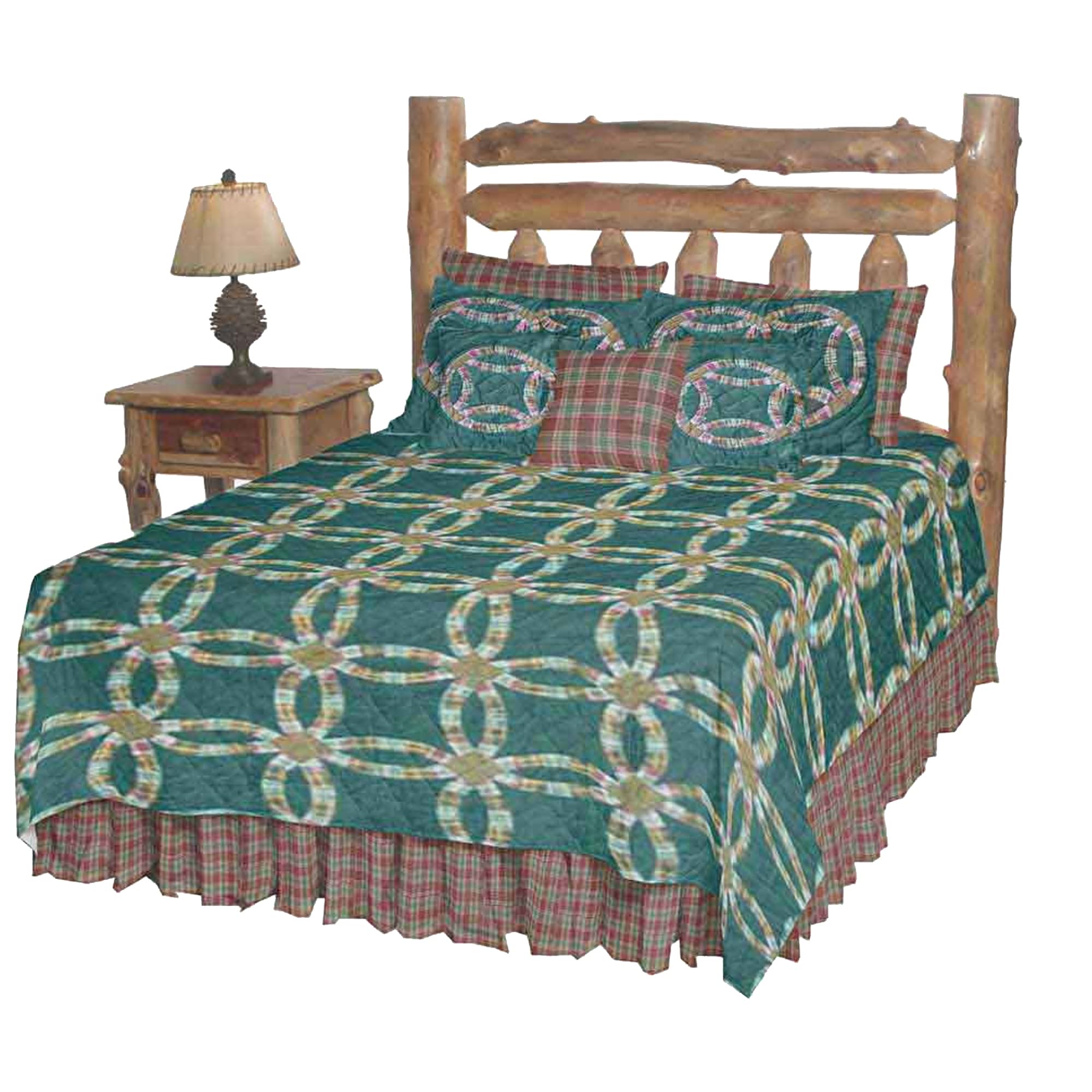 Handmade Green Cats Eye Twin Quilt Set - 3 Piece Cotton Patchwork Bedding (65