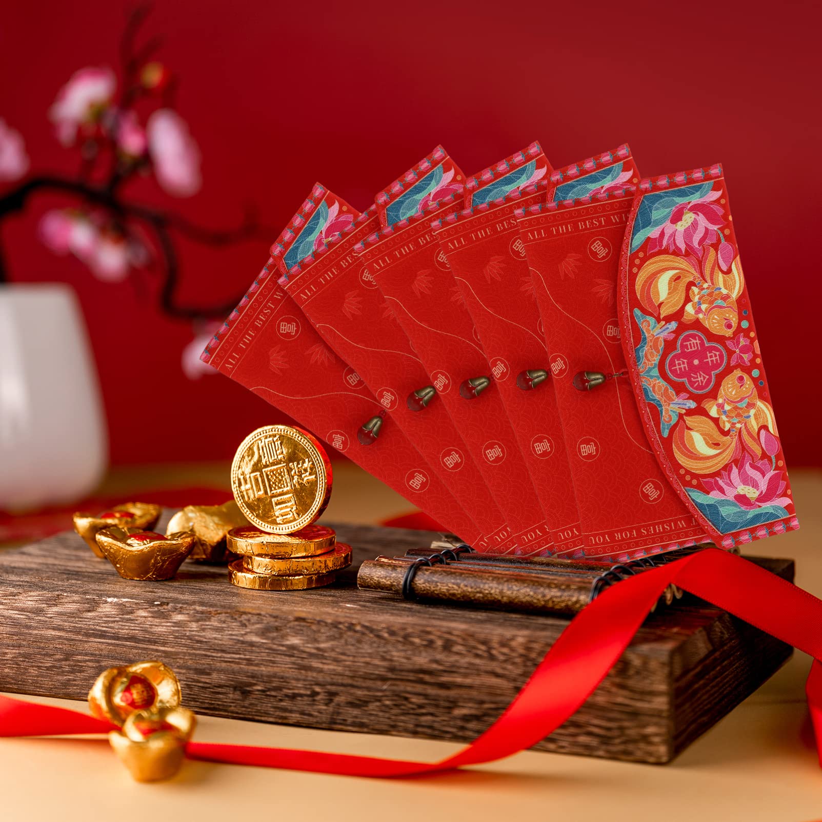 VALICLUD Chinese New Year Red Envelopes - 2022 Hongbao Money Gift Packets, Traditional Twill Satin Red Packets for Lunar New Year Gifts, Kids & Adults - Perfect for Chinese New Year Celebrations, Birthday Gifts and Wedding Blessings