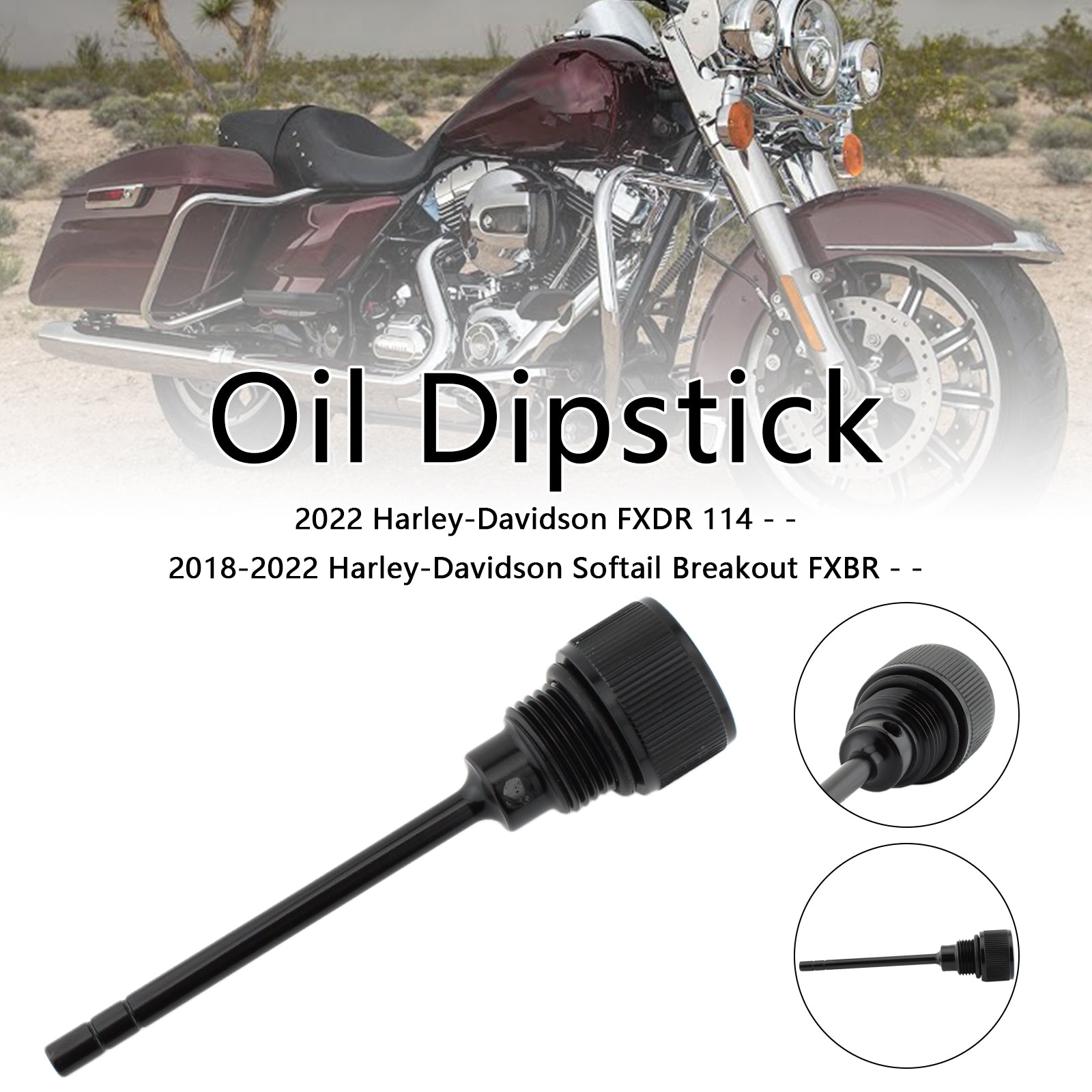 1105 0022 Oil Dipstick Tank Cap Plug Replacement for Harley Davidson Softail & Road Glide 2007-2019 - Perfect for Motorcycle Oil System Maintenance & DIY Repairs