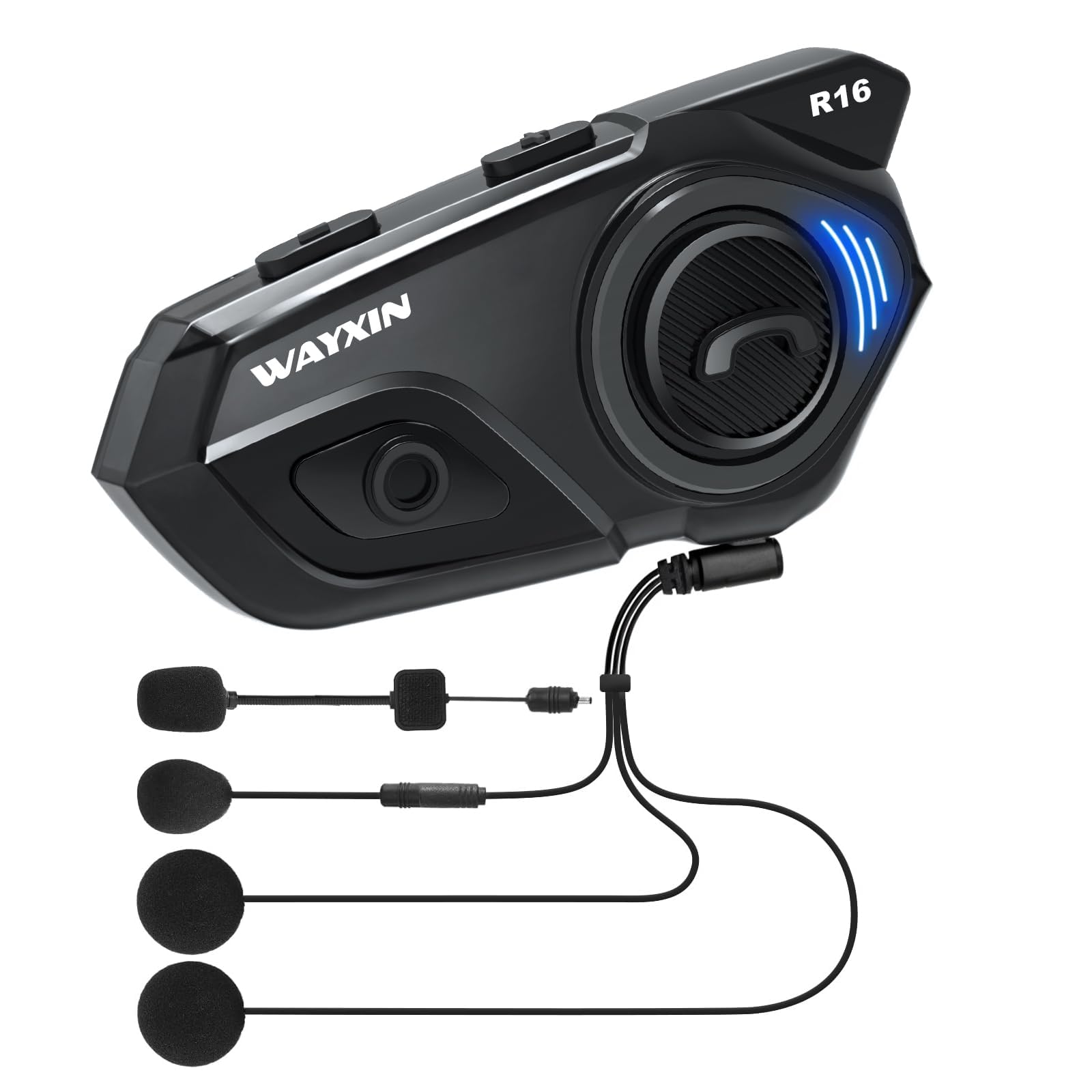 WAYXIN R16 Motorcycle Bluetooth Headset - 6-Way Intercom System, Music Sharing, IP67 Waterproof, Universal Compatibility with Other Brands - Perfect for Group Rides, Long-Distance Touring & Adventure Motorcycling