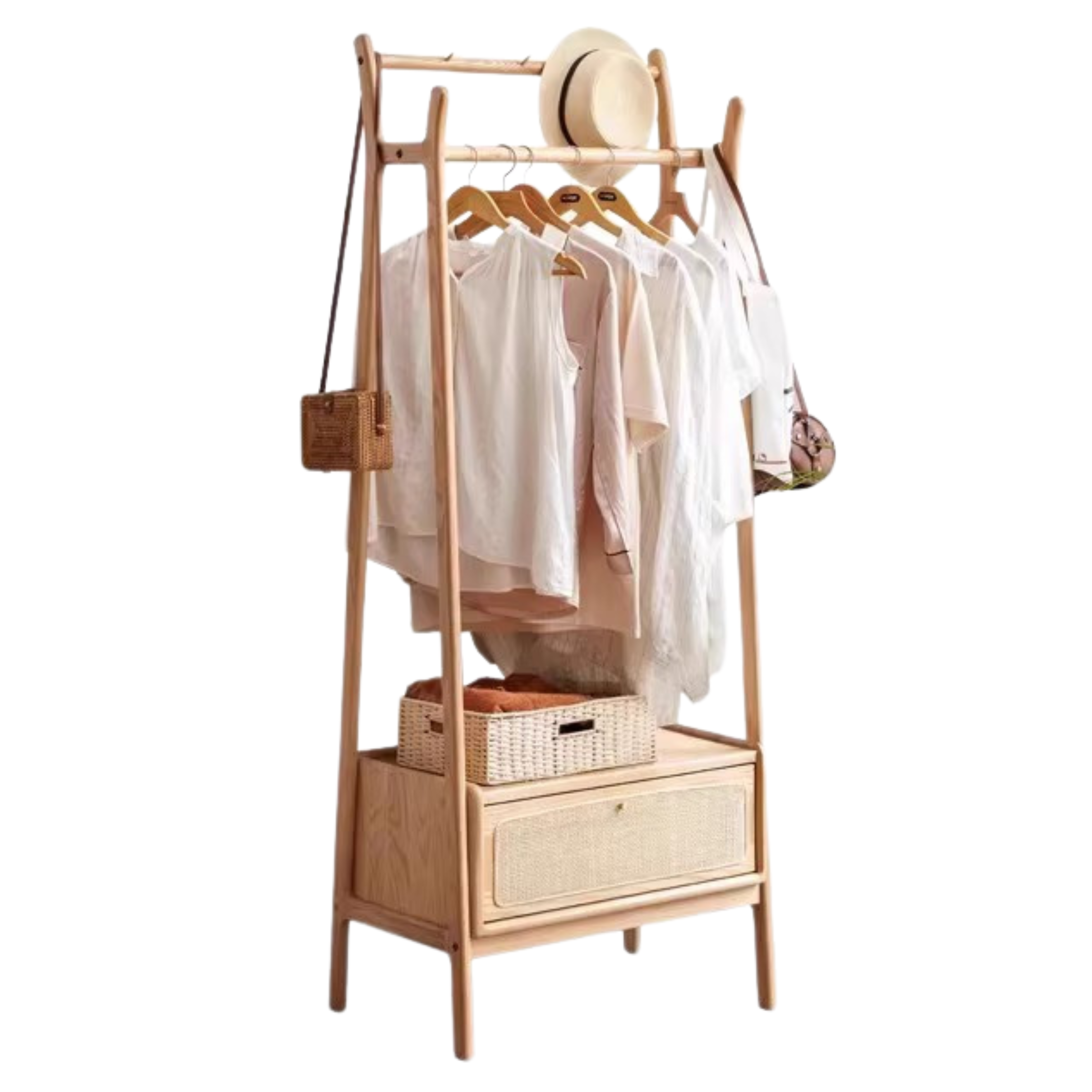 27.6x16.5x68.9 inch/ 70x42x175сm/ Natural Wood Color/ rattan hanger