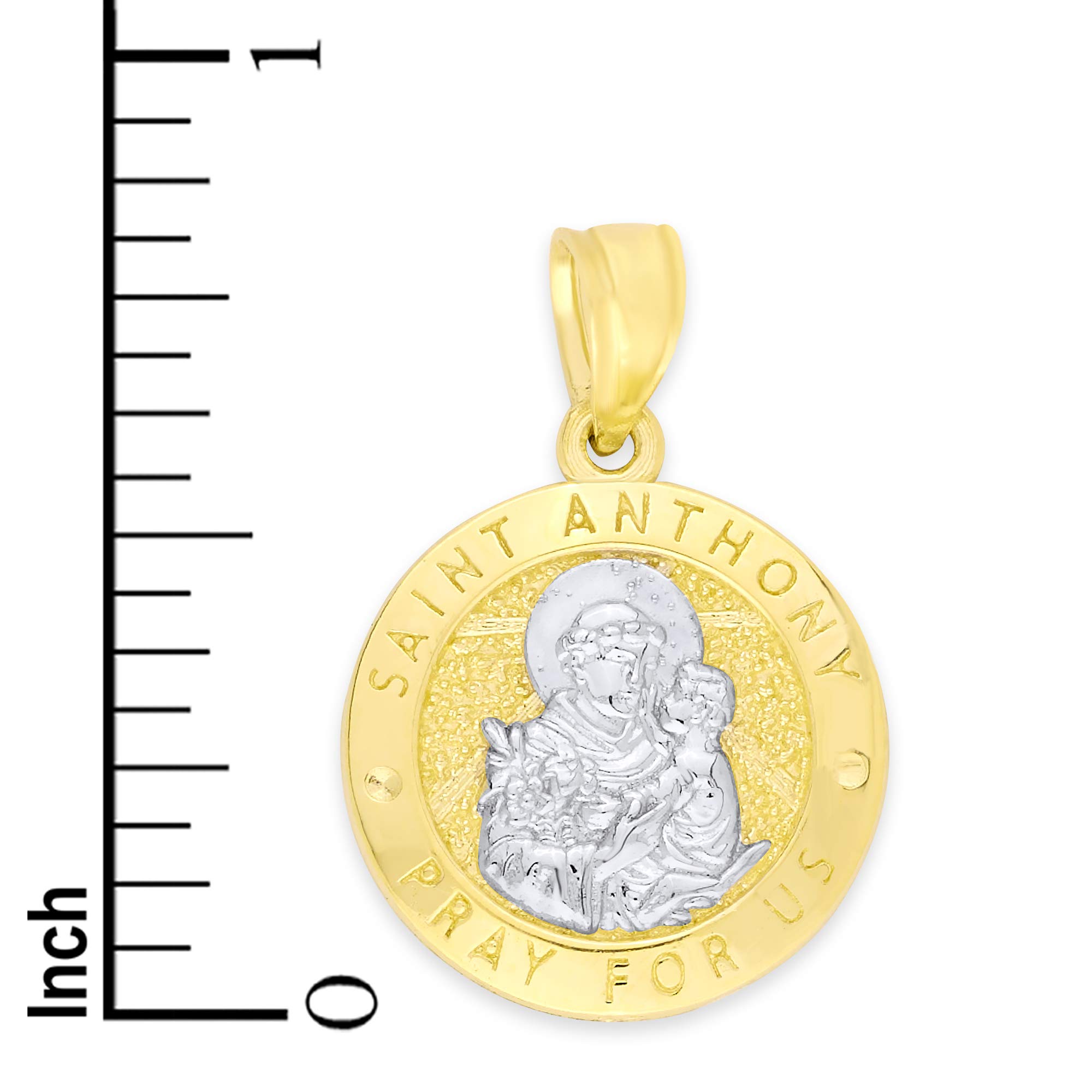 14K Solid Yellow Gold Saint Anthony Medal - Catholic Jewelry for Women, Religious Gifts, Baptism & First Communion Pendant for Faithful Devotion