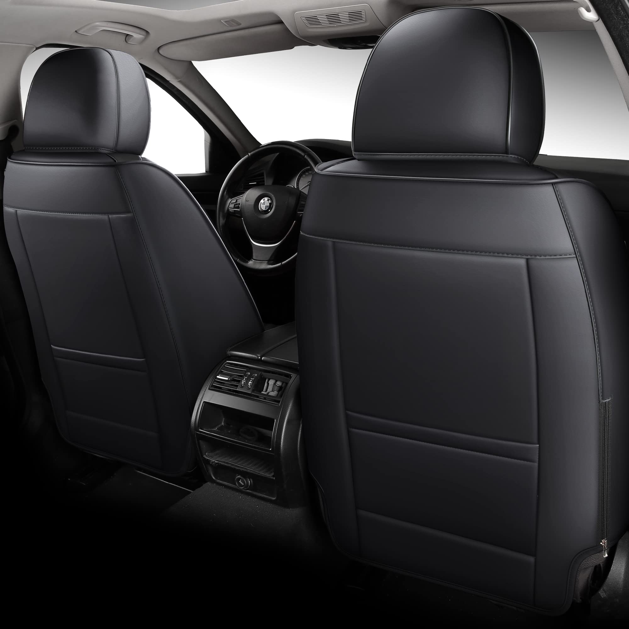 Premium Faux Leather Car Seat Covers Full Set - Universal Fit for Cars, SUVs & Trucks - 5-Passenger Leatherette Auto Interior Accessories - Perfect for Road Trips, Commuting & Vehicle Protection