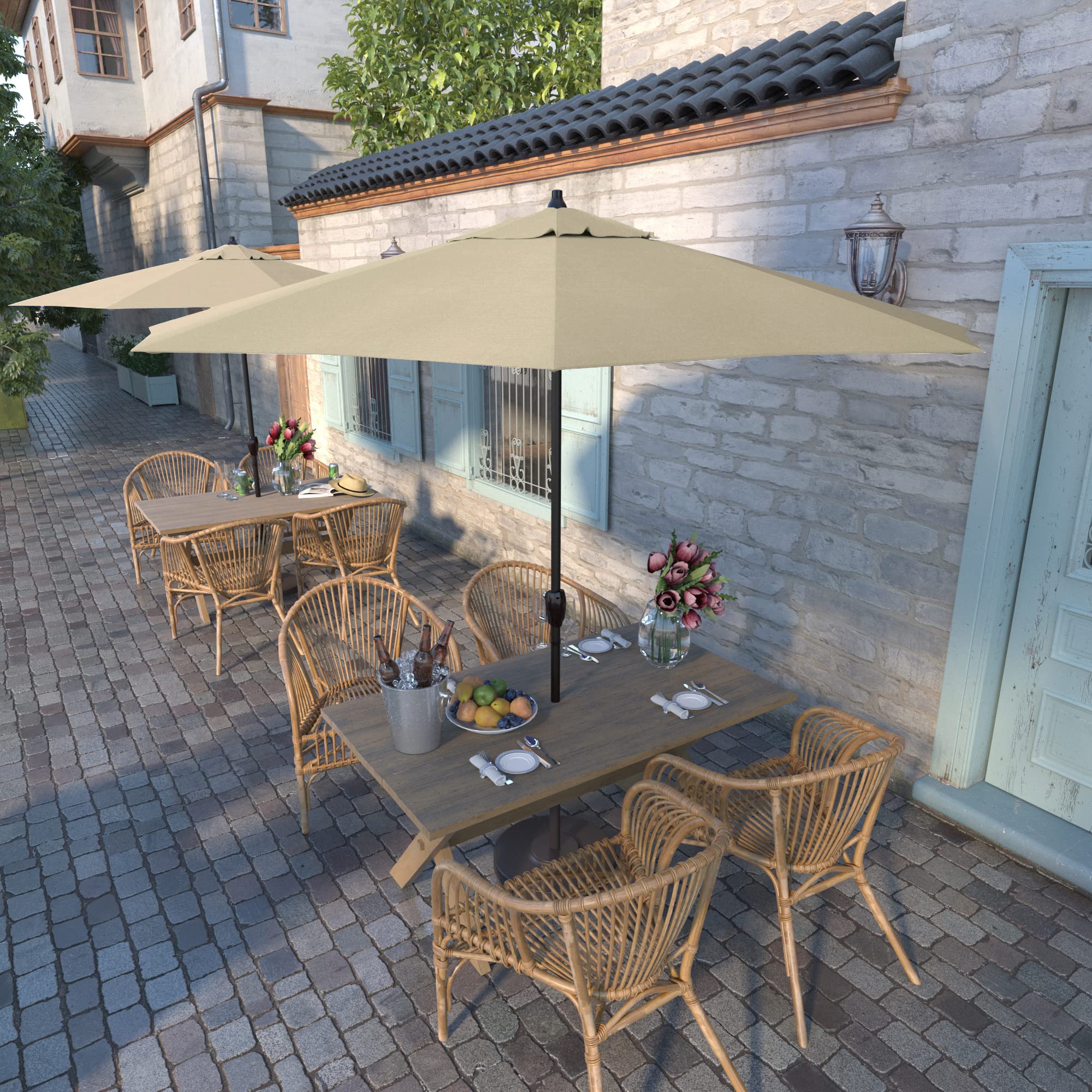 9' Sunbrella Patio Umbrella with Crank & Tilt - Bronze Aluminum Pole for Outdoor Dining & Poolside