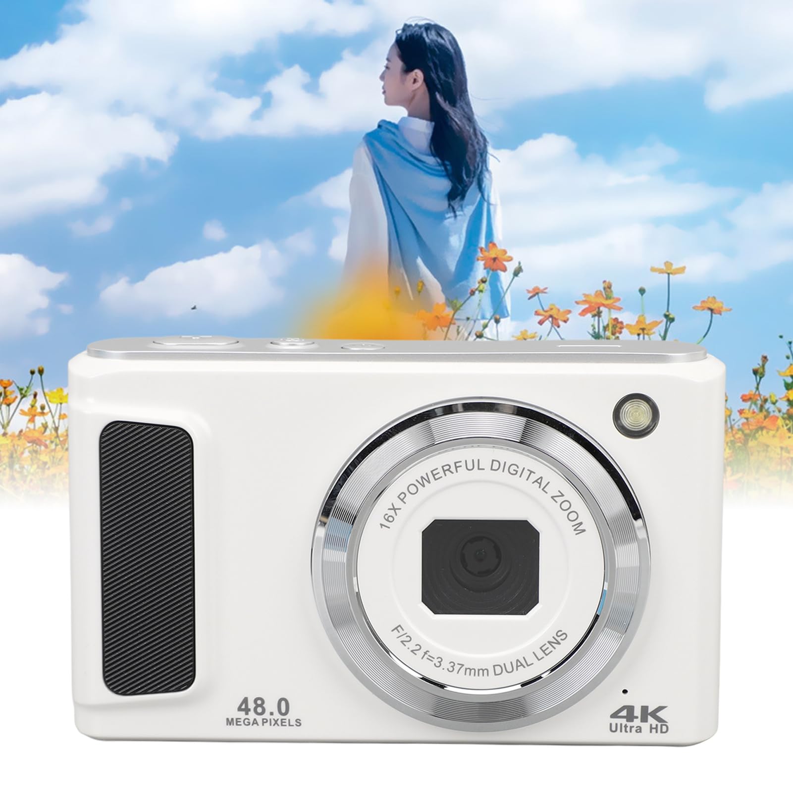 4K UHD Digital Camera 48MP Vlogging Camera with Autofocus, 16X Zoom & LED Flash - 2.8