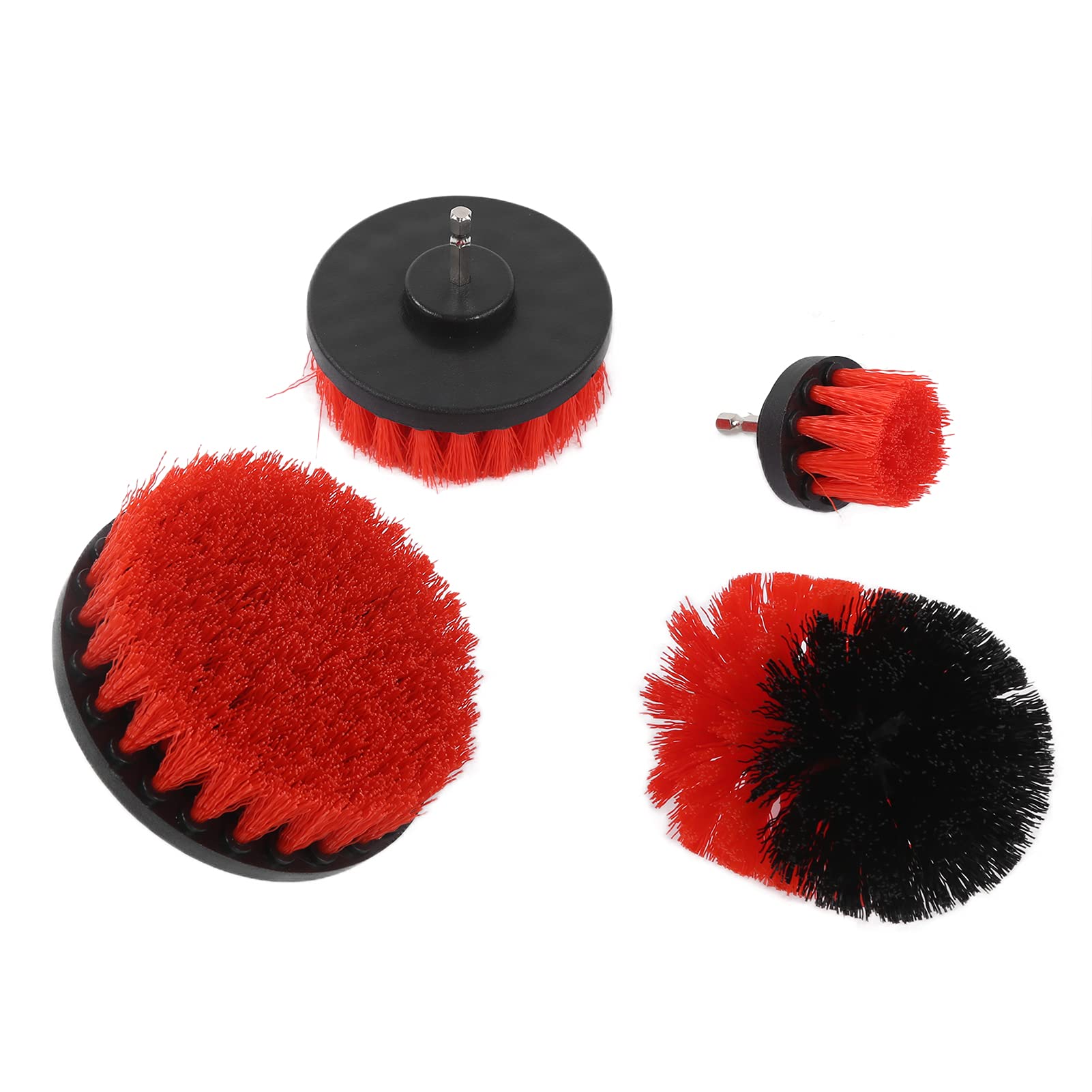 **4-Piece Drill Brush Power Scrubber Kit – Heavy-Duty Cleaning Attachments for Drills – Perfect for Cars, Trucks, Motorcycles, Tiles & Grout (Red)**