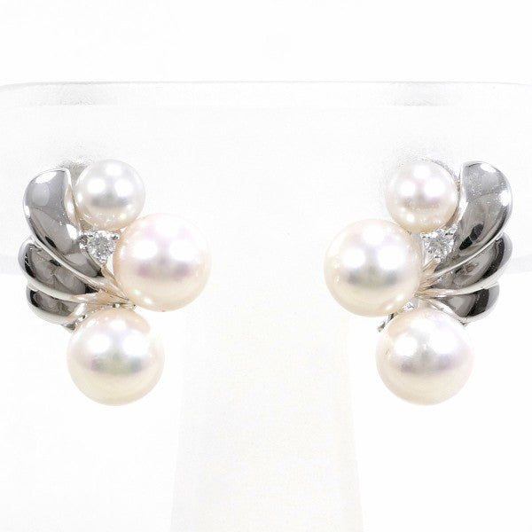 14K White Gold Pearl and Diamond Stud Earrings for Women - Elegant and Timeless Jewelry Gift for Wedding, Anniversary, or Special Occasions