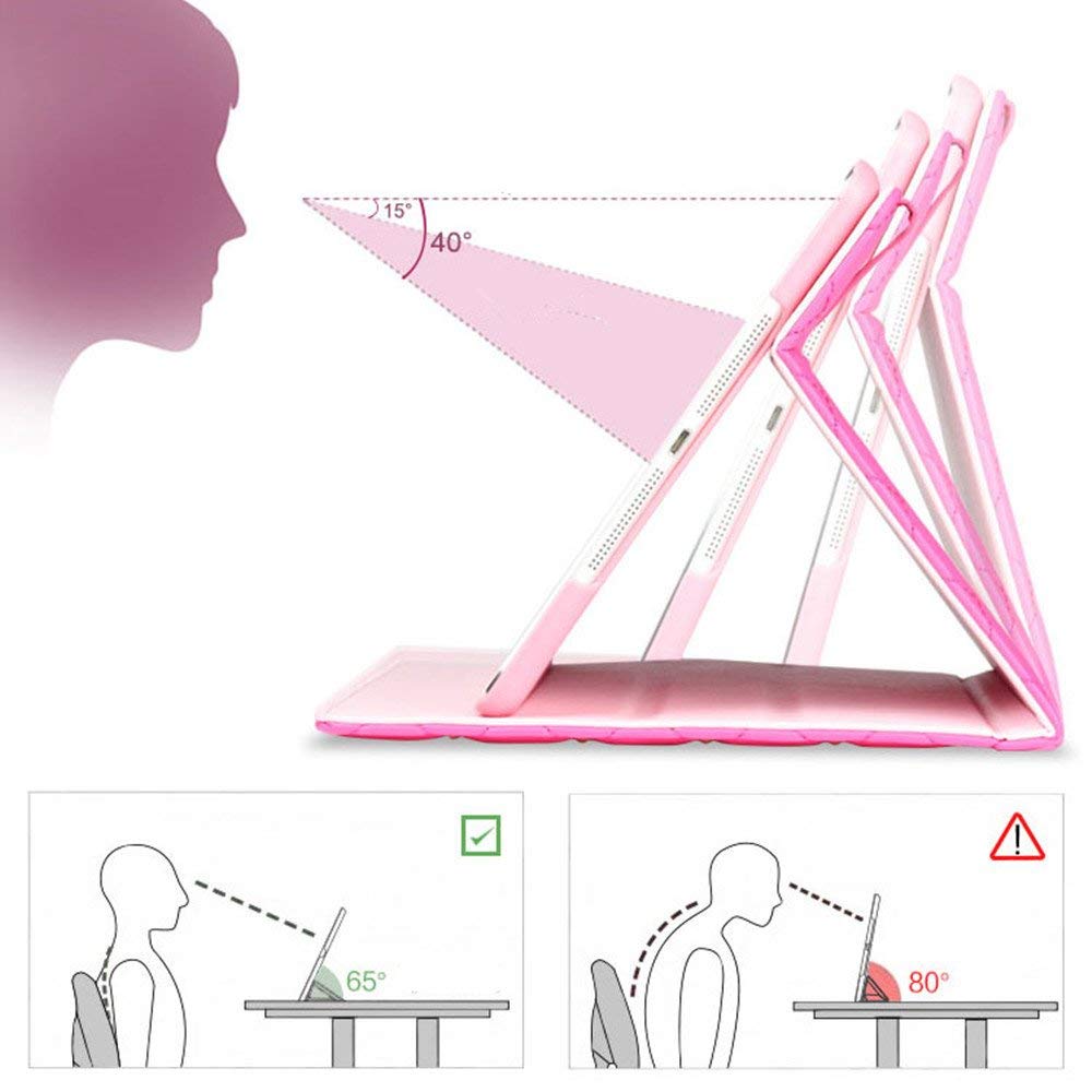 Topwin Bling Crystal iPad Case for iPad 9.7 (2018/2017), iPad Air 2/1 - Elegant PU Leather Smart Cover with Auto Sleep/Wake, Shockproof Stand Case for iPad 5th/6th Gen (Pink, No Buckle) - Perfect for Work, School & Travel Protection