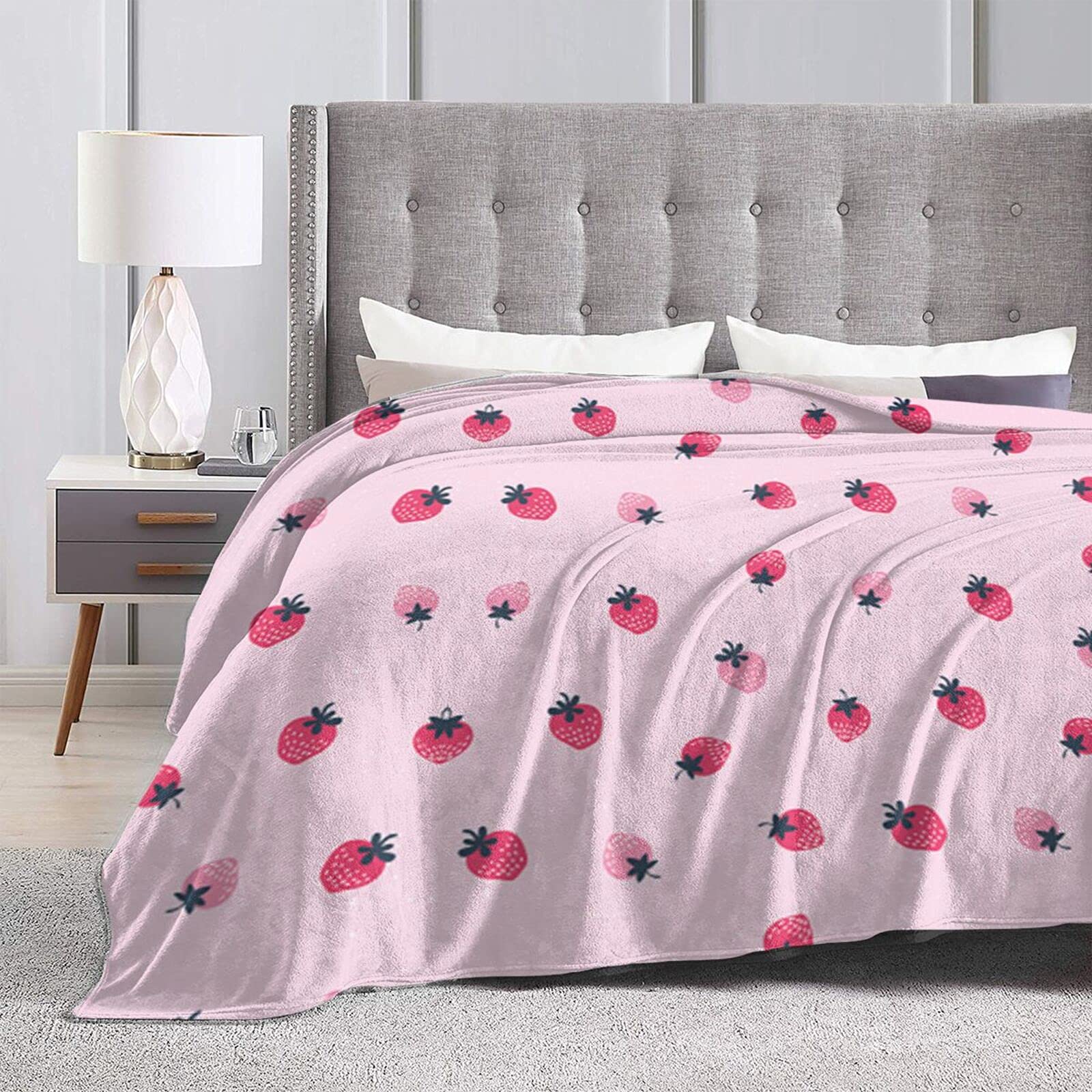 Soft Flannel Strawberry Throw Blanket - 50