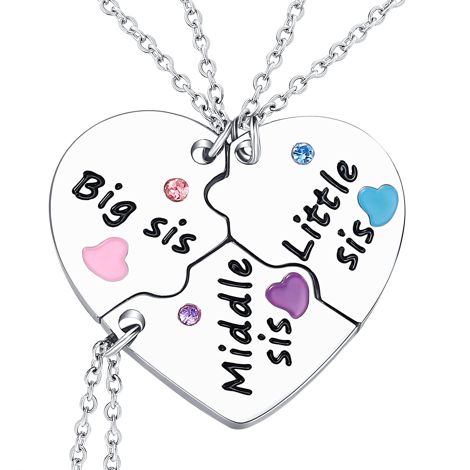 Best Friend Necklaces for 3 - Sun Moon Star Puzzle Necklace Set for Women, Teen Girls, Sisters - Perfect for Birthdays, Anniversaries, and Friendship Gifts