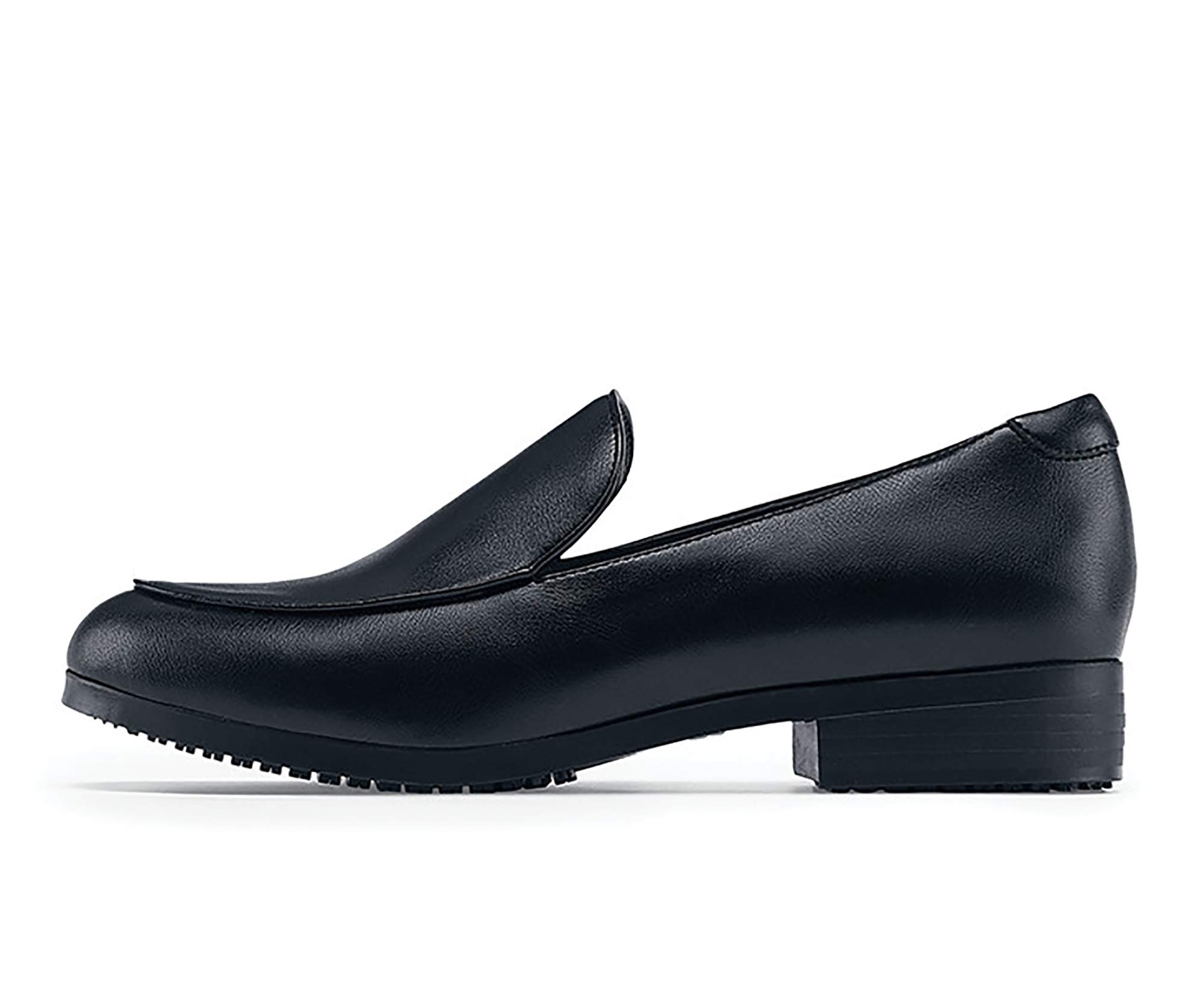 Slip Resistant Leather Work Shoes for Women - Waterproof & Comfortable Flight Attendant Heel Pumps | Non-Slip Safety Shoes for Crews, Waitresses & Healthcare Workers | Black, Size 11