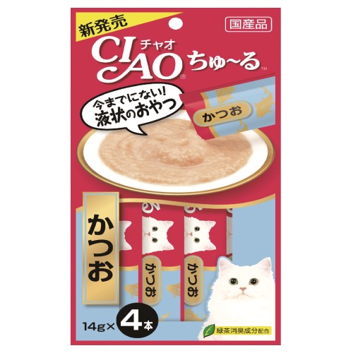 Premium Churu Cat Treats - Tuna & Katsuo Flavor - Irresistible Soft Puree for Cats - Perfect for Training, Bonding & Snack Time