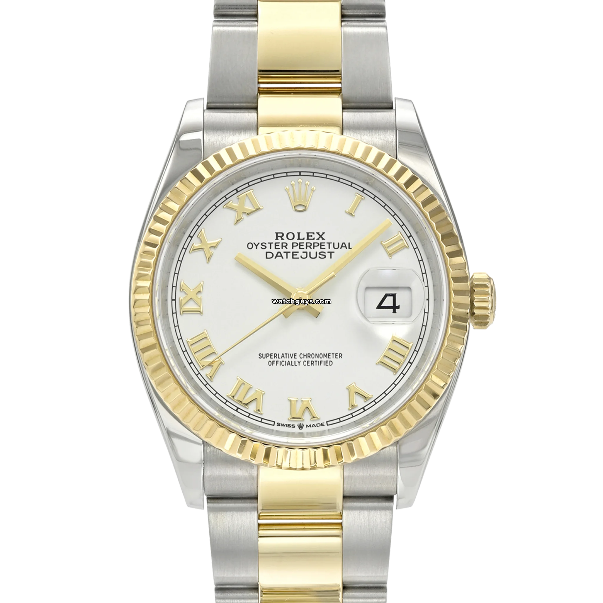 Rolex Datejust 126233 Men's Watch - 36mm Stainless Steel & Gold, White Roman Dial, Oyster Bracelet - Perfect for Business, Formal Events & Luxury Gift Giving