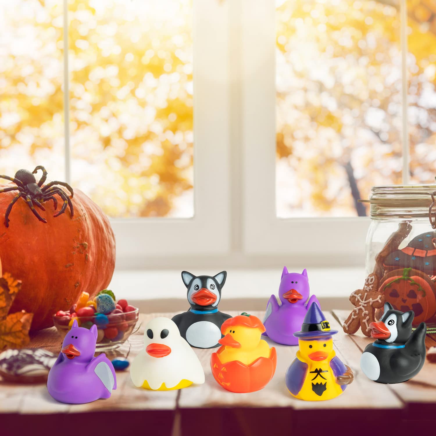 20PCS Halloween Rubber Ducks - Pumpkin Shaped Bath Toys for Kids, Baby Showers & Party Favors - Funny Floating Decorations for Halloween Parties, Bathtime & Pool Games