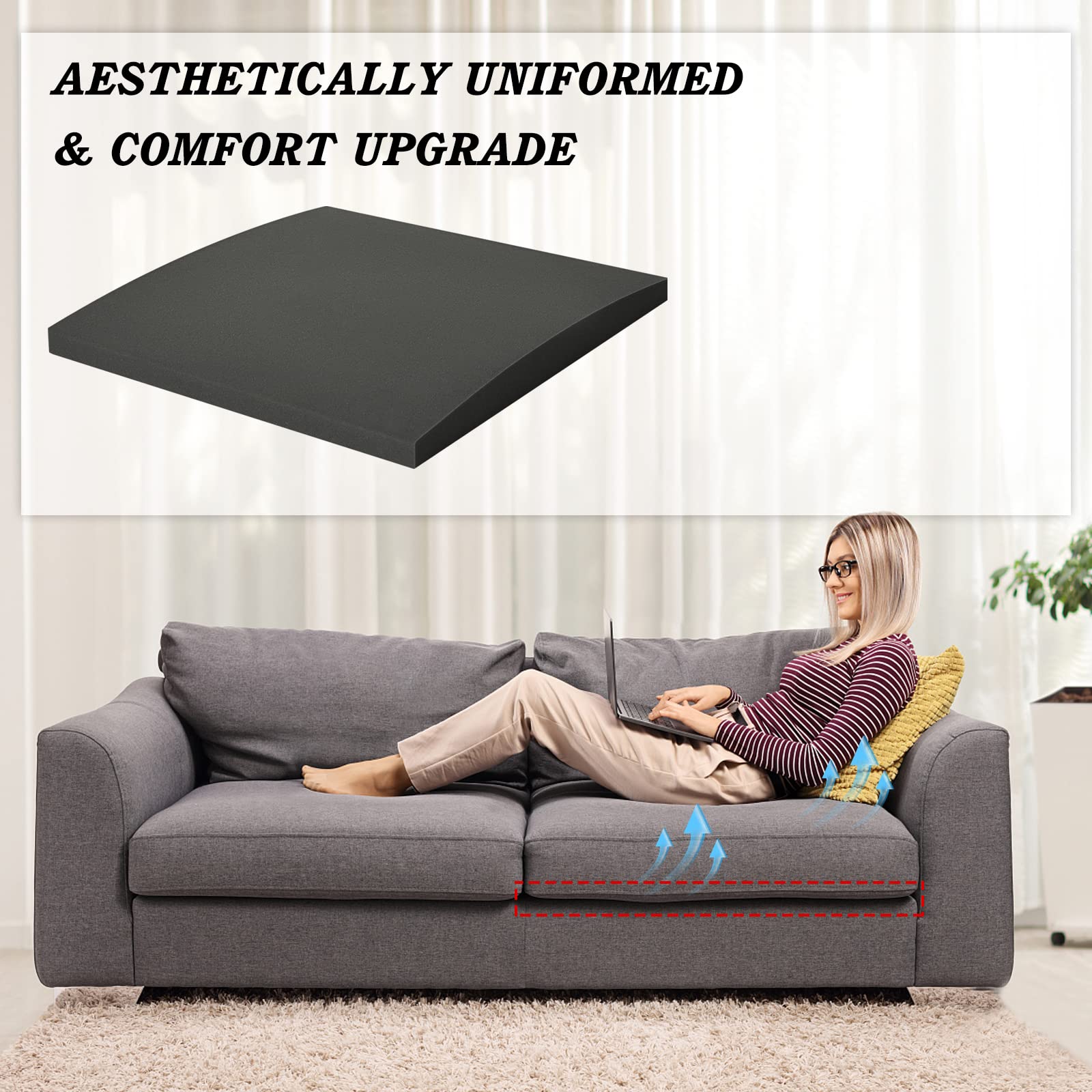 HAVARGO High-Density Foam Couch Cushion Support for Sagging Seats - Anti-Slip Sofa Seat Reinforcement Pad (Dark Grey, 1-Piece) - Perfect for Living Room Furniture Repair & Comfort Enhancement