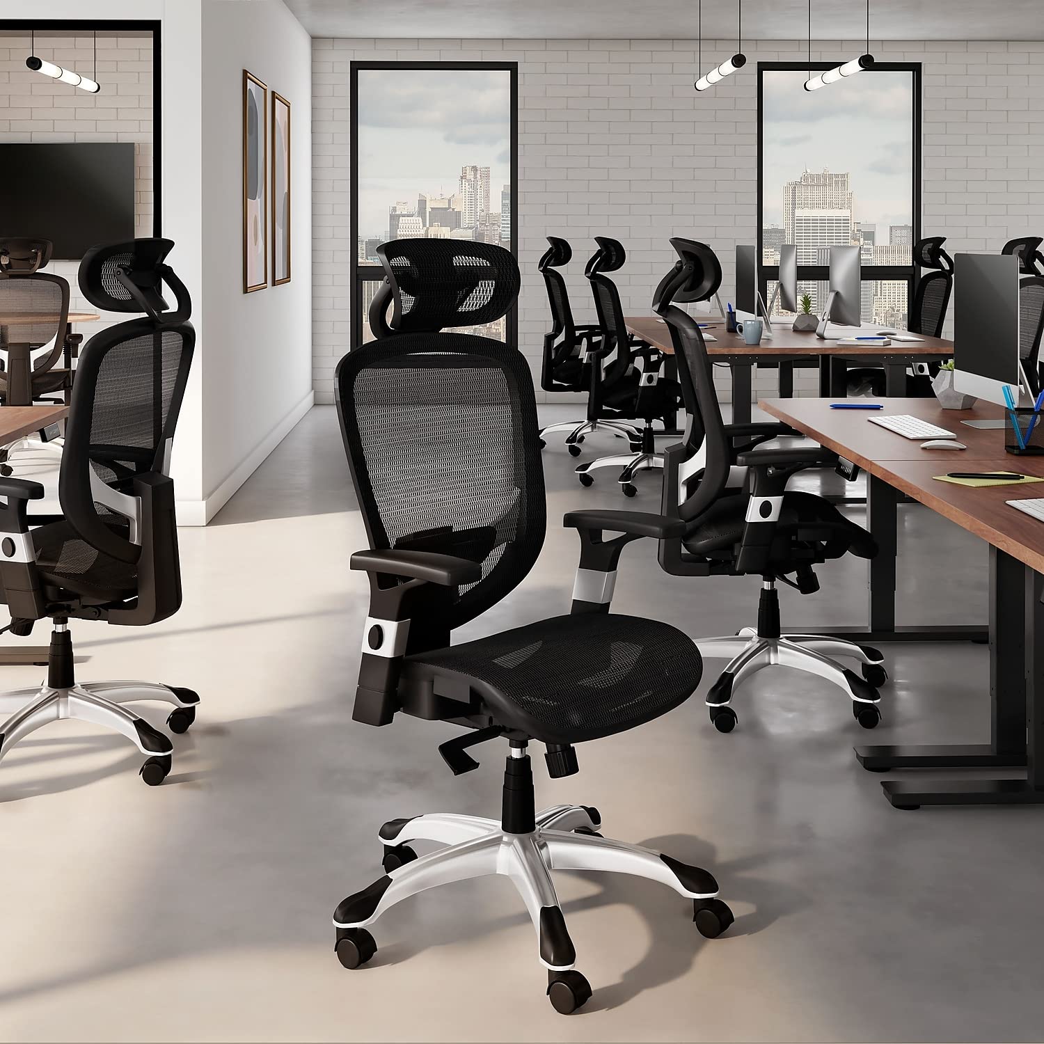 Ergonomic Mesh Computer and Desk Task Chair with Lumbar Support - Breathable Charcoal Black Office Chair for Home & Workspaces - Ideal for Long Hours of Sitting, Gaming, and Remote Work
