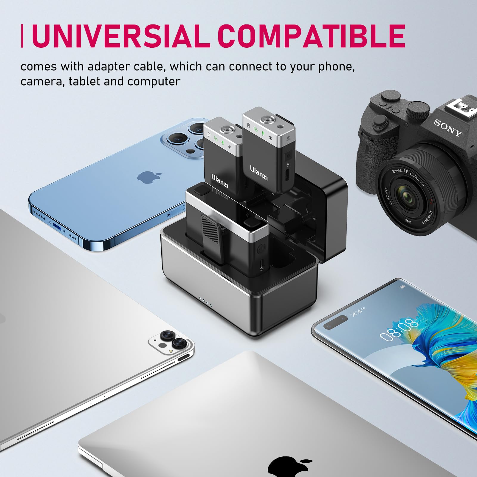 ULANZI AM18 Wireless Lavalier Microphone System with Charging Case - Intelligent LCF Noise Cancellation, 8GB Storage for 14 Hours 48KHz 16-Bit HD Audio - Compatible with iPhone, Android, PC & Camera - Perfect for Vlogging, Interviews, Live Streaming & Content Creation