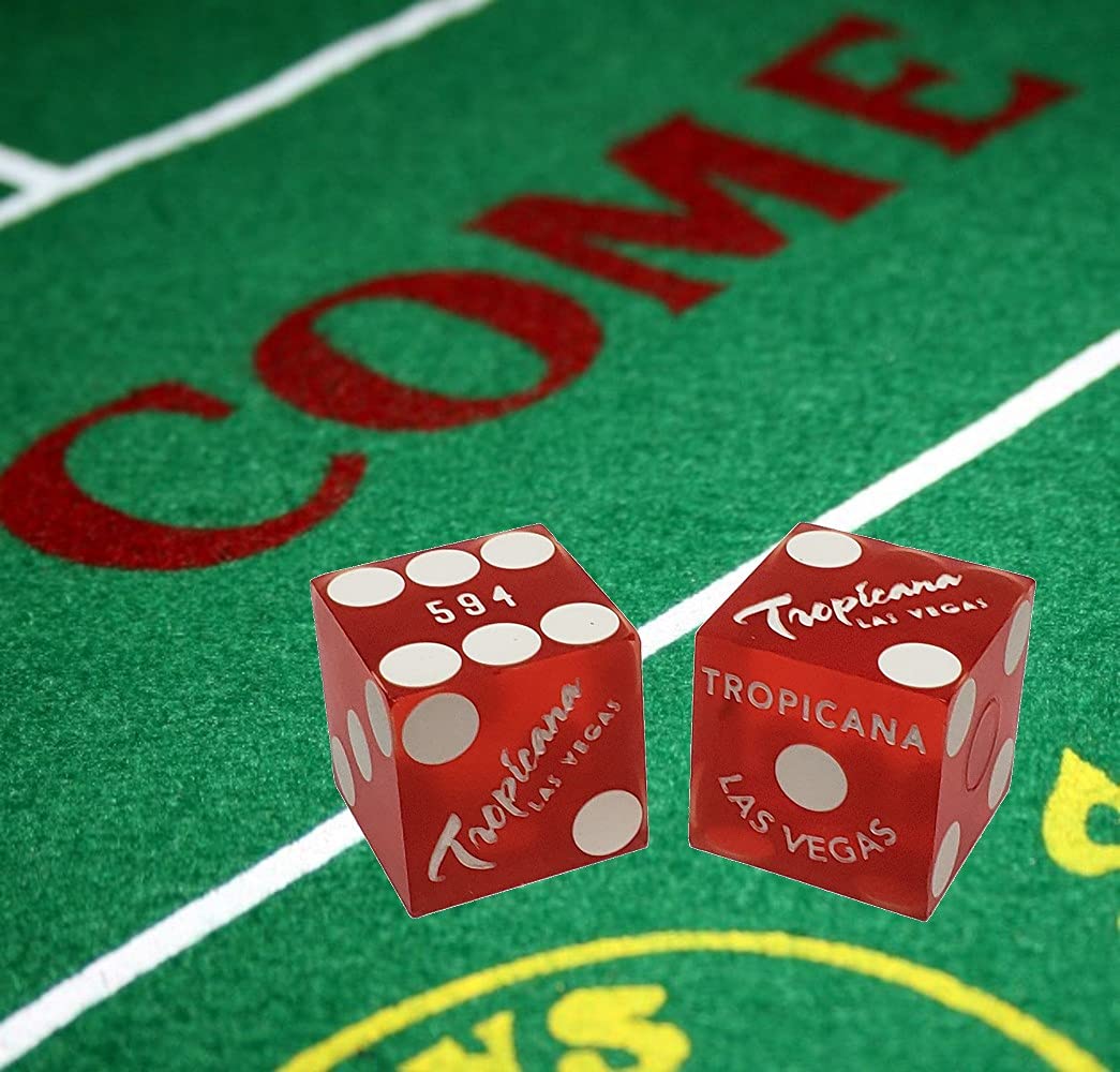 Authentic Las Vegas Casino Dice Set - Clear Acrylic Dice Boat with Red Frosted Dice (Tropicana Style) | Professional Craps Starter Kit for Home Games, Casino Night & Tabletop Gaming