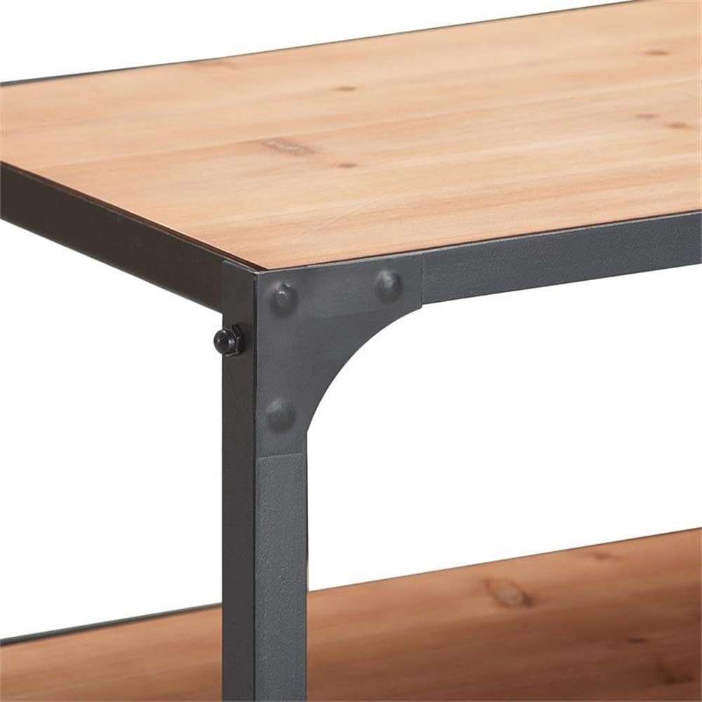 Serta Overland 3-Tier Media Shelf Table - Rustic Wood & Black Metal TV Stand Console for Flat Screen TVs up to 64