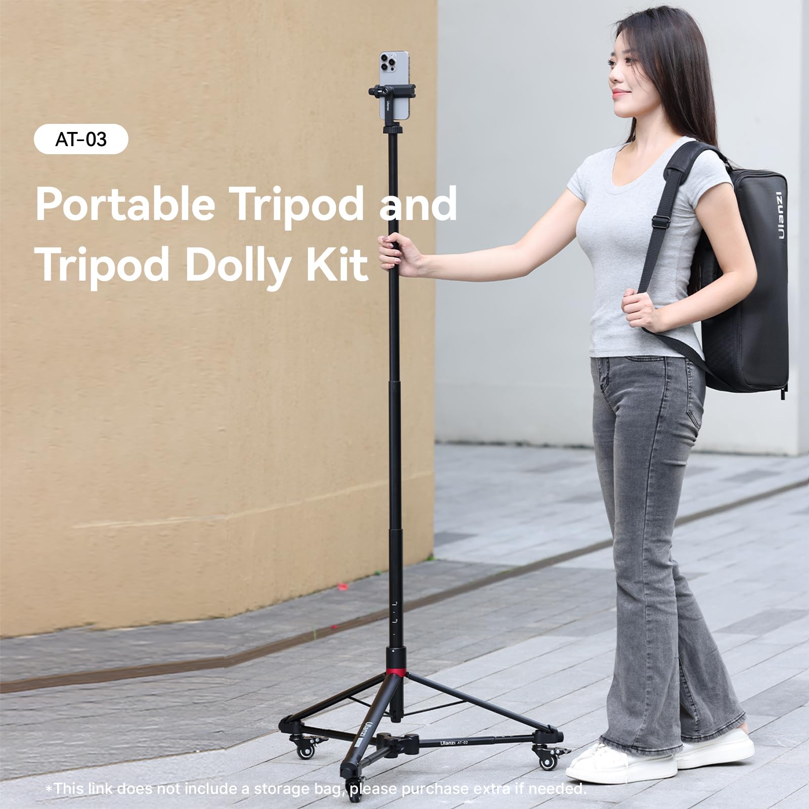 ULANZI AT-01 Extendable Photography Light Stand with Pulley Base - 152cm Detachable Portable Camera Tripod for Studio, YouTube & Outdoor Shooting